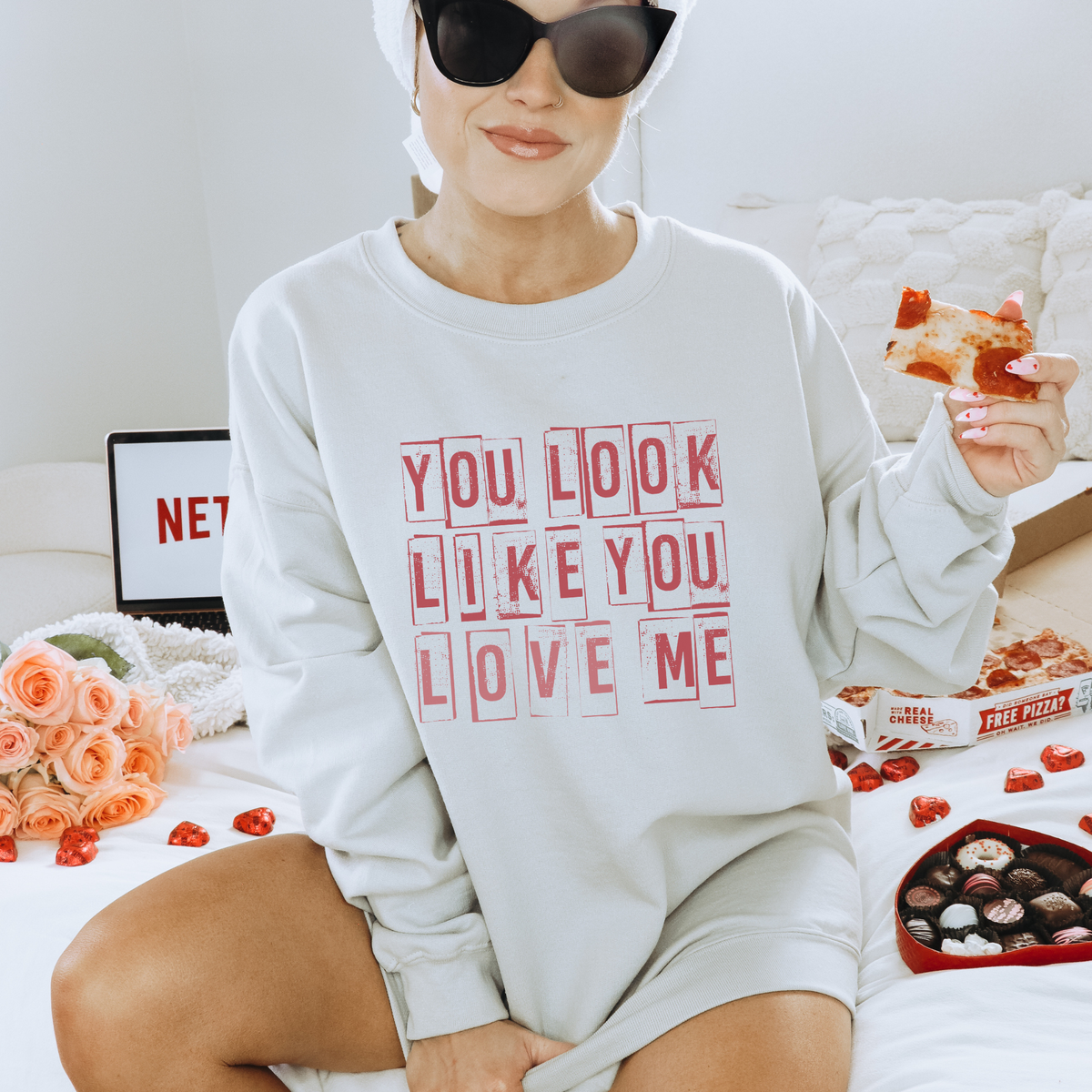 You look like you Love me Valentine's Day Graphic Sweatshirt