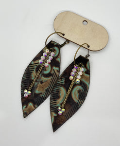 Handmade Acid Wash Leather Feather Earrings - Trendznmore