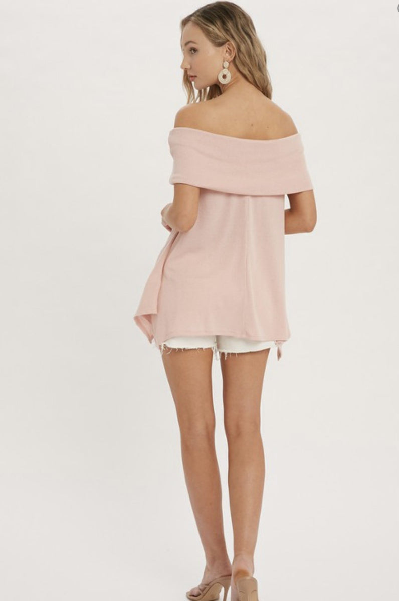 Pink Off Shoulder Fold Over Top – Trendznmore