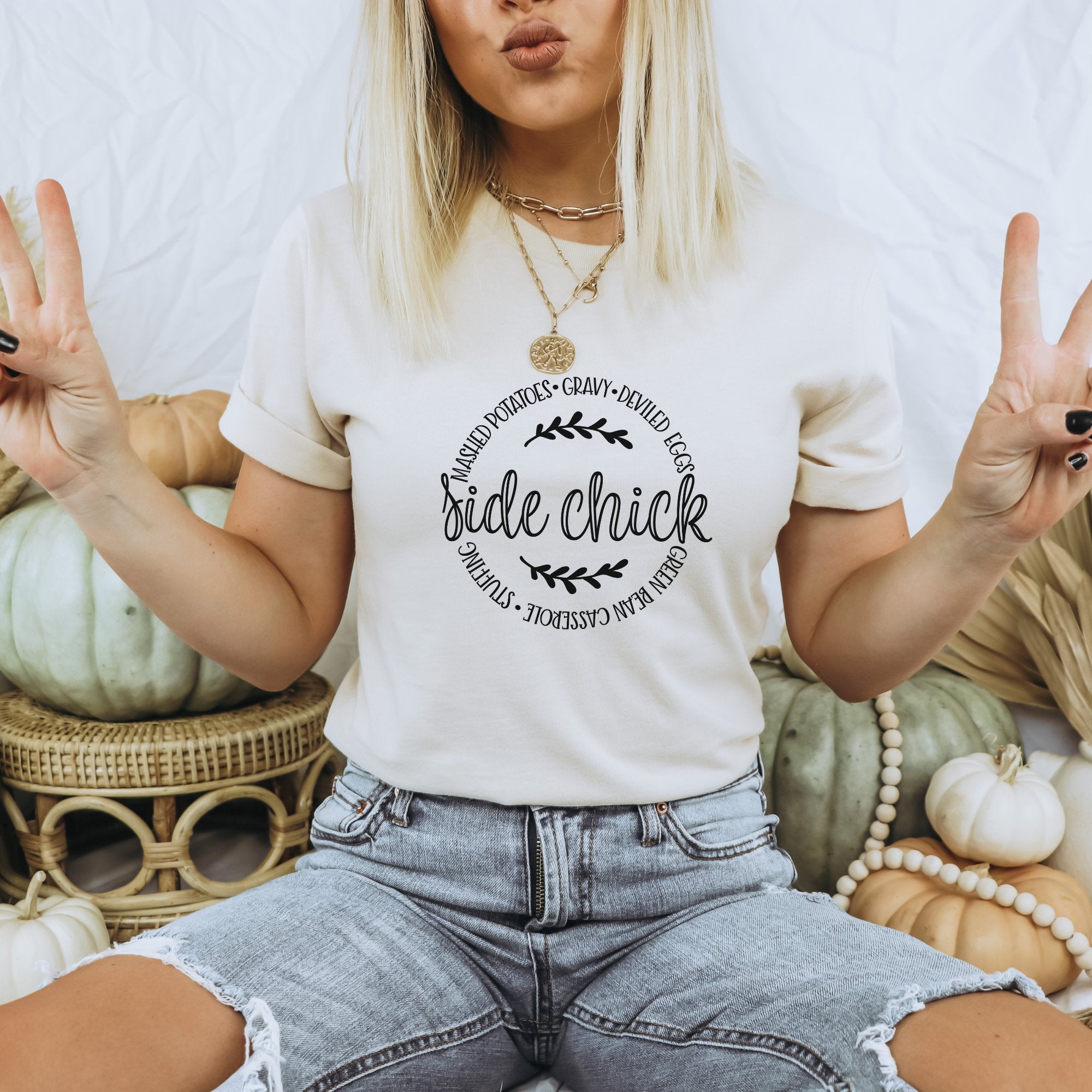 Side Chick Thanksgiving Graphic T-Shirt - Trendznmore