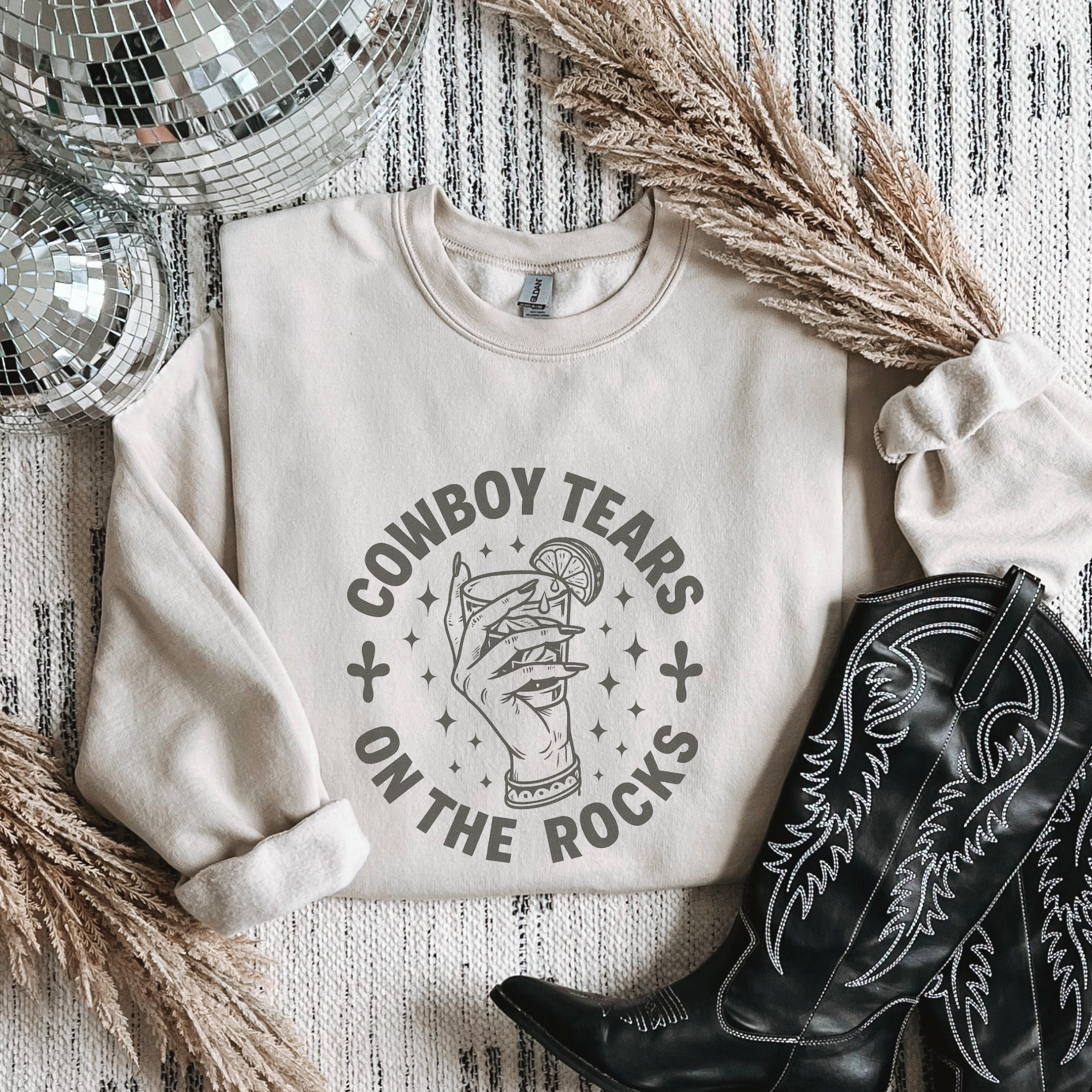 Cowboy Tears on the Rocks Crewneck Sweatshirt