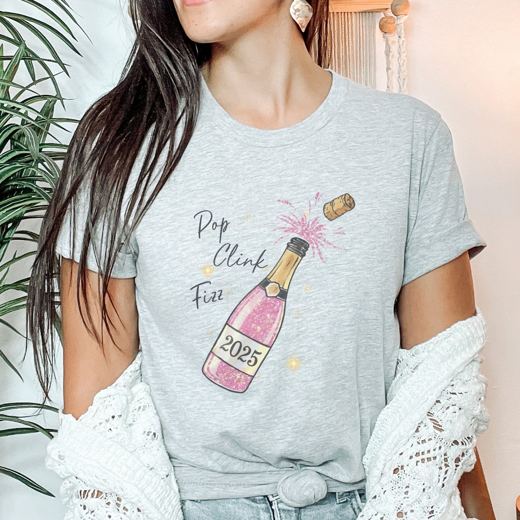 2025 New Year's Eve Pop Clink Fizz Women's T-shirt - Trendznmore