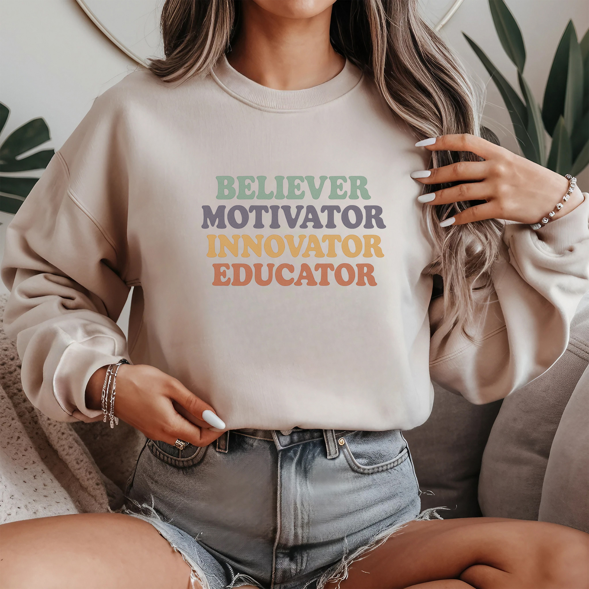 Believer Motivator Teacher Crewneck Sweatshirt