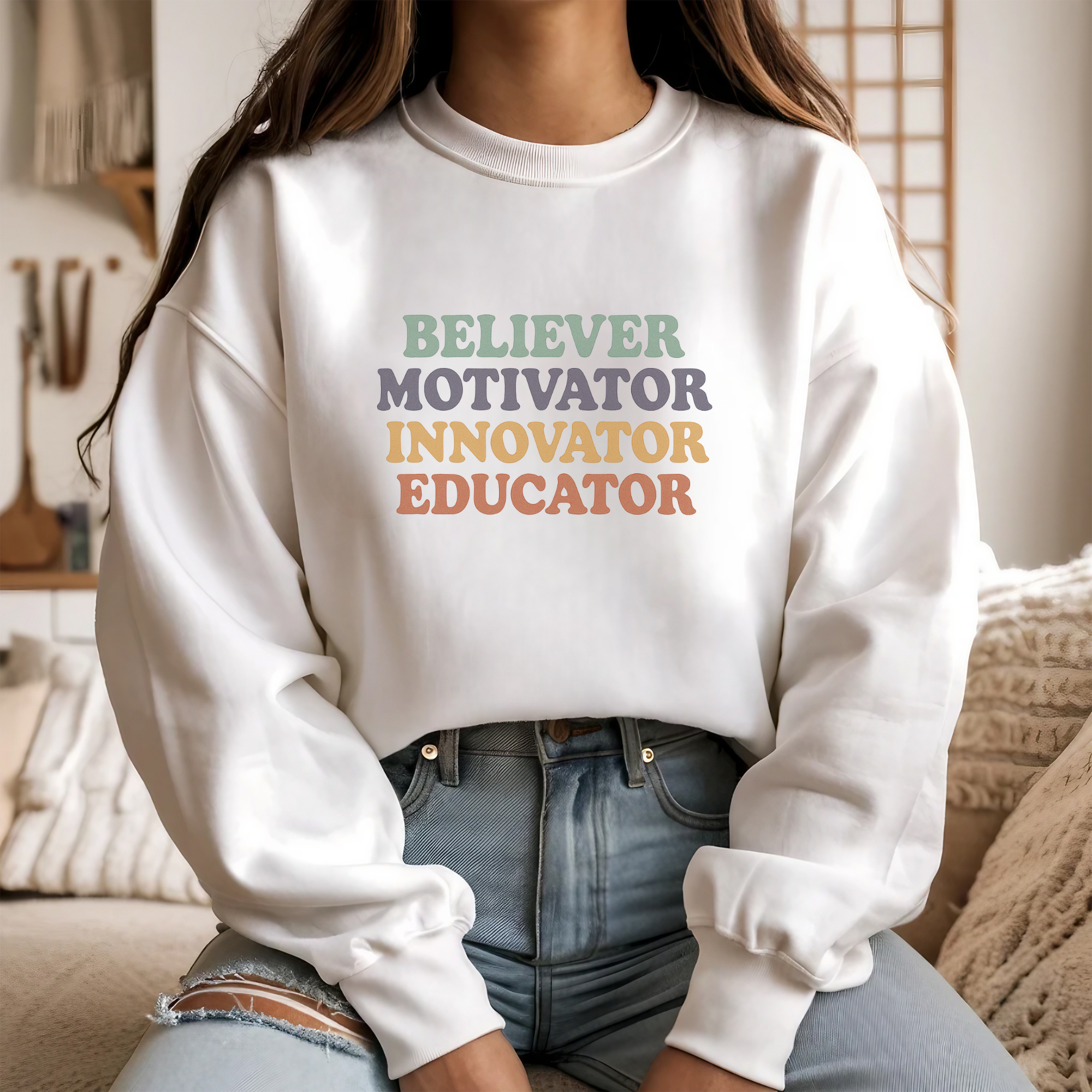 Believer Motivator Teacher Crewneck Sweatshirt