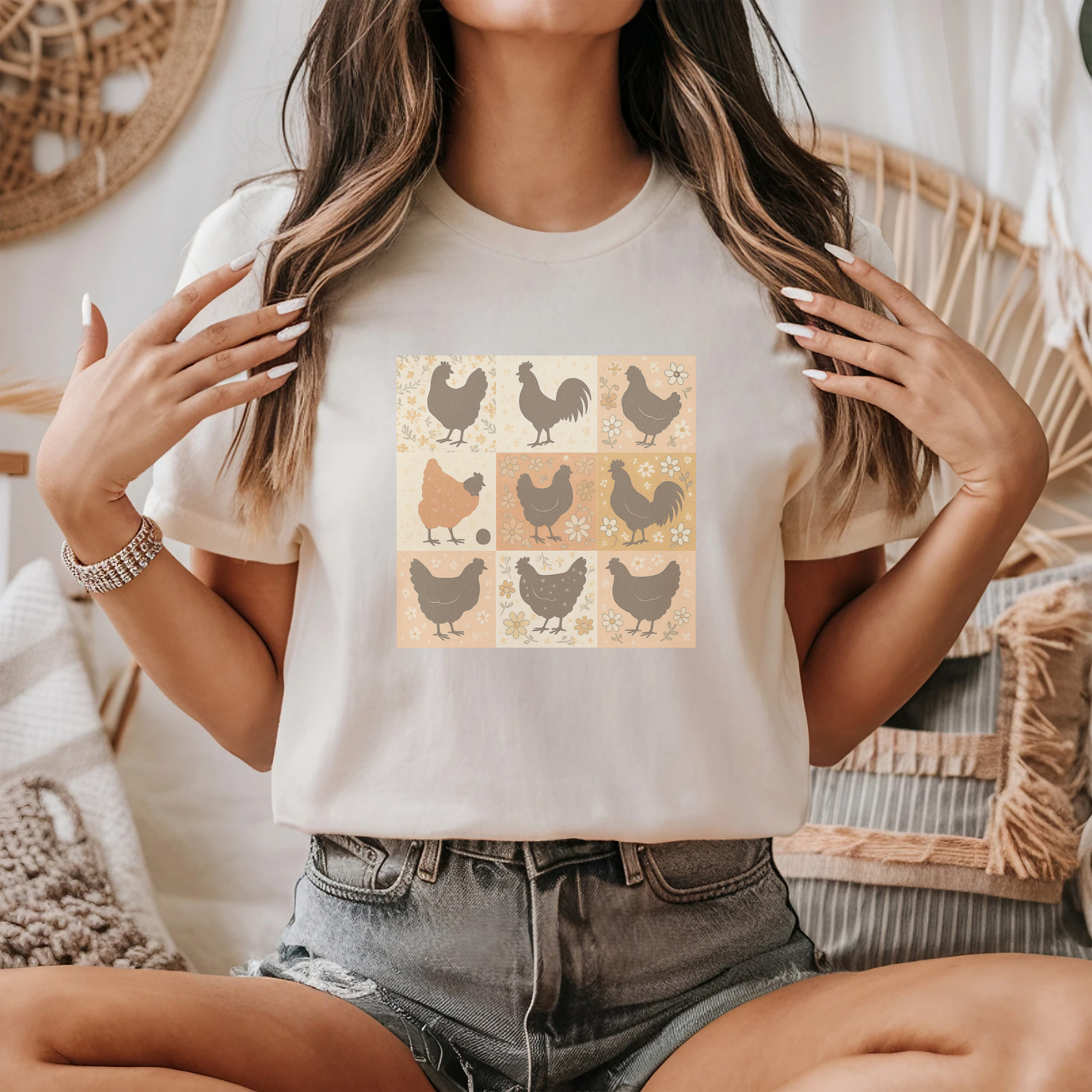 Floral Chickens Graphic Tee