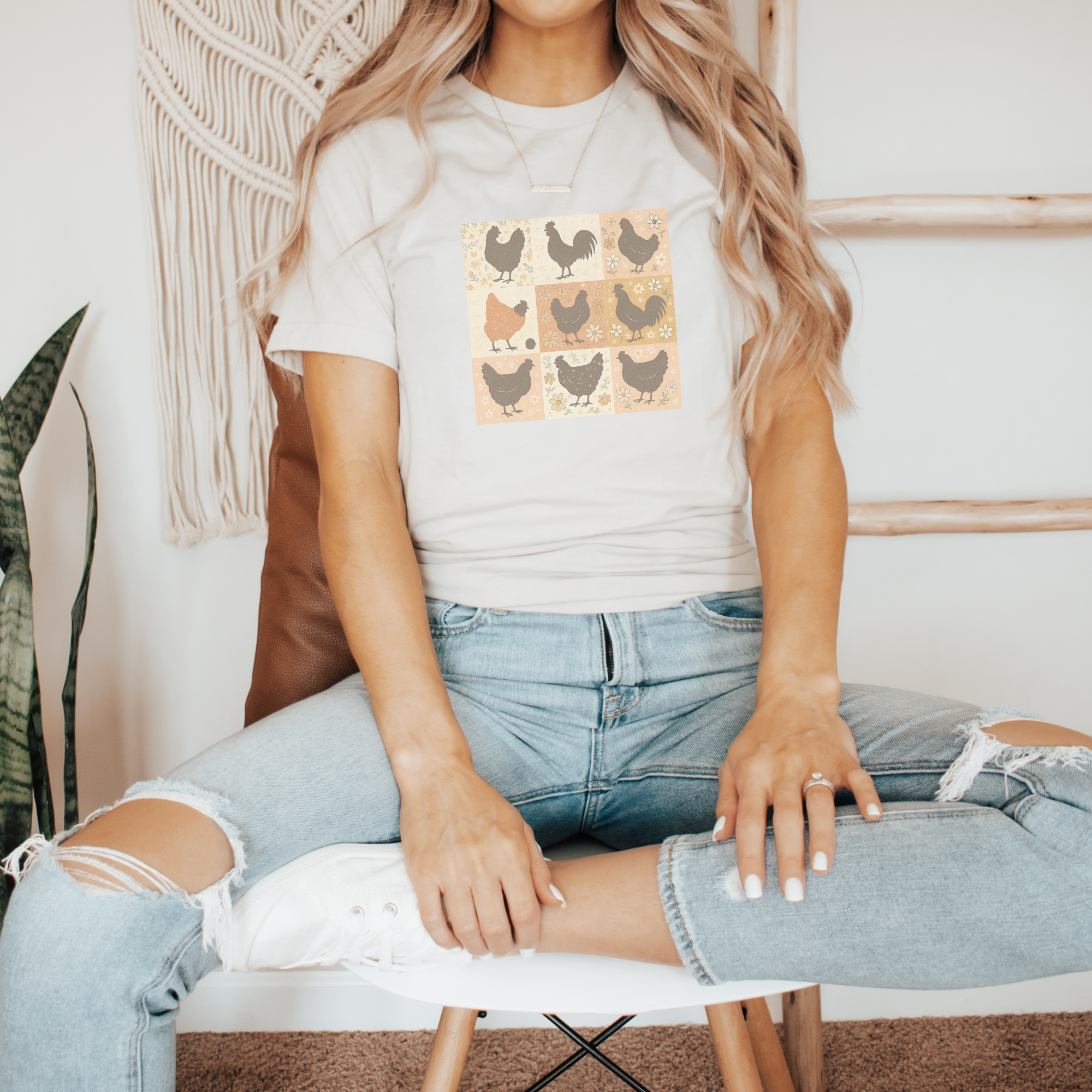 Floral Chickens Graphic Tee
