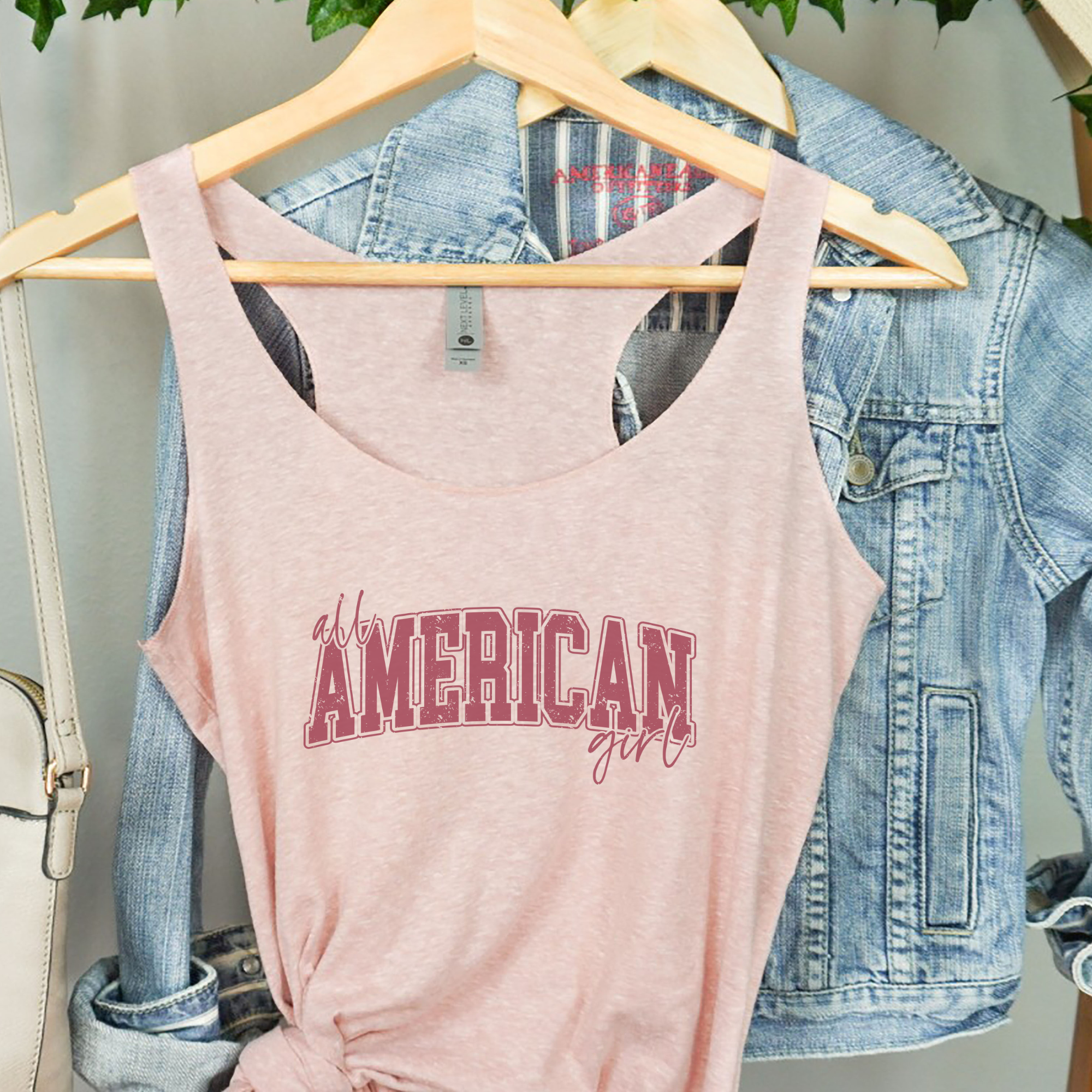 All American Girl Patriotic 4th of July Graphic Racerback Tank Top