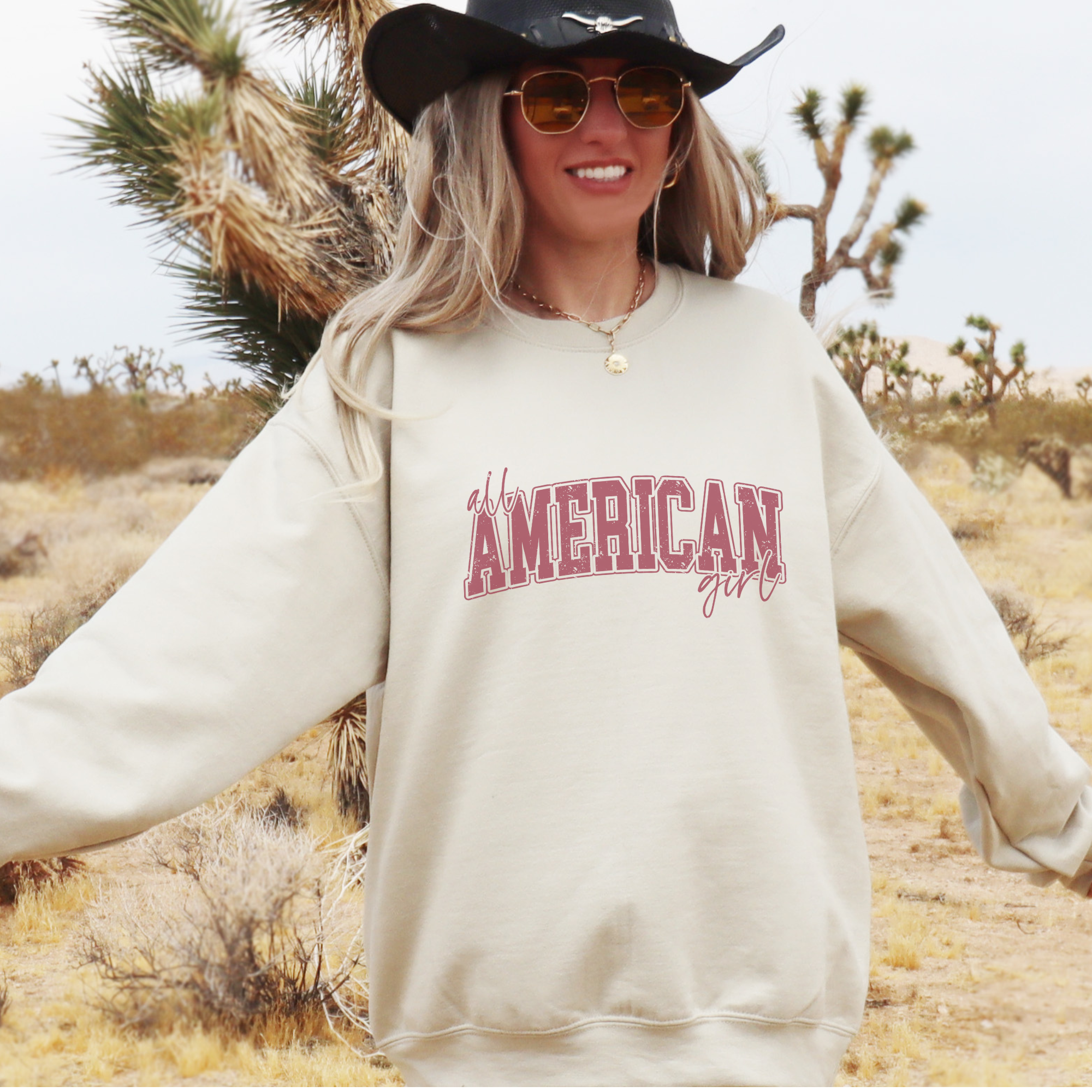 All American Girl Patriotic 4th of July Graphic Sweatshirt