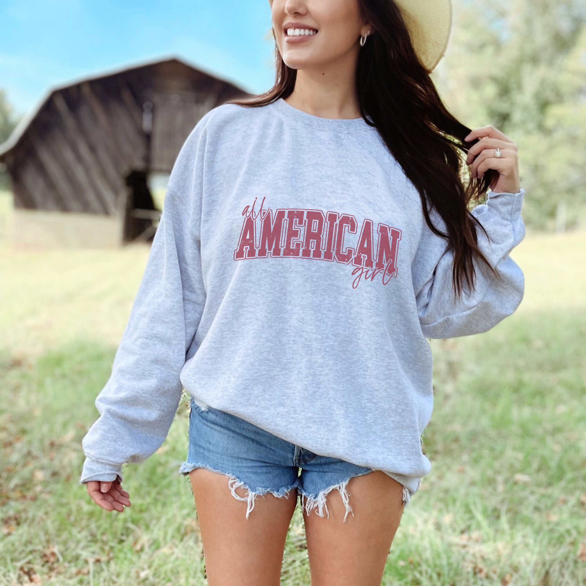 All American Girl Patriotic 4th of July Graphic Sweatshirt