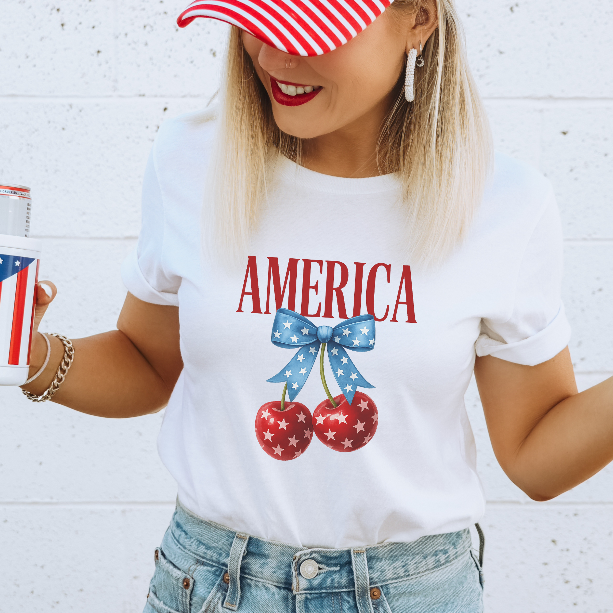 American Cherries Patriotic 4th of July Graphic T-Shirt
