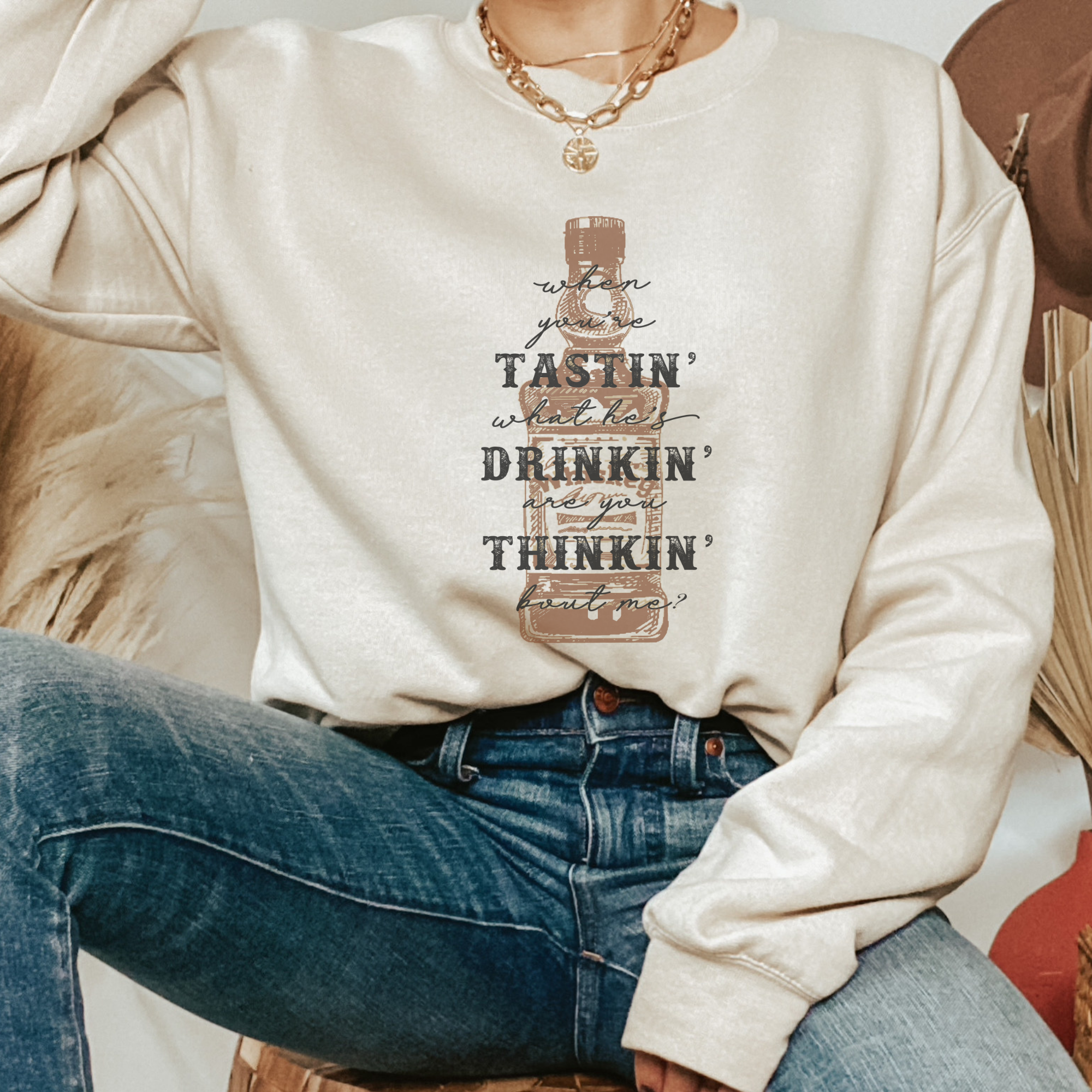 Are You Thinkin About Me Country Western Crewneck Sweatshirt