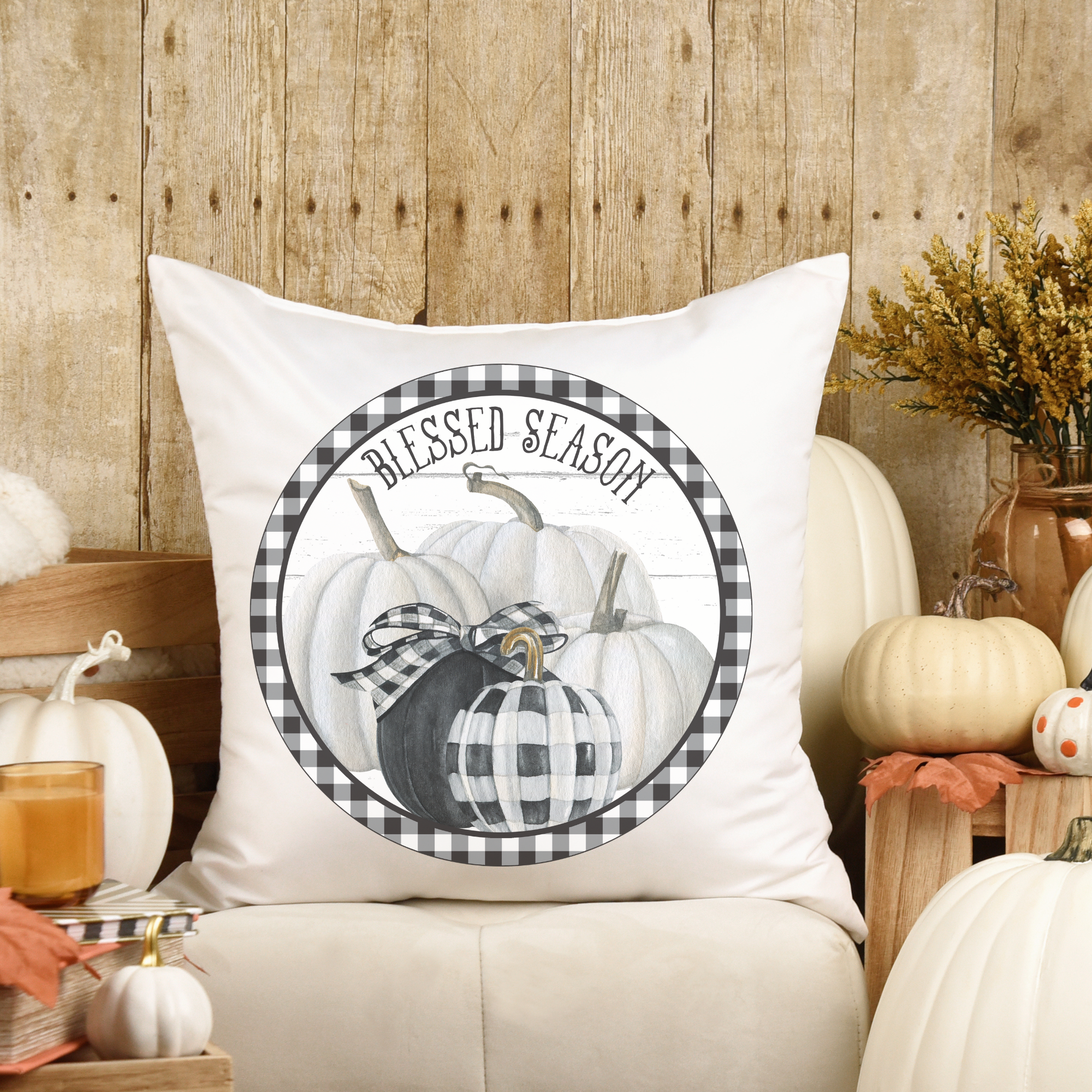 Blessed Season Fall Pumpkin Pillow Cover