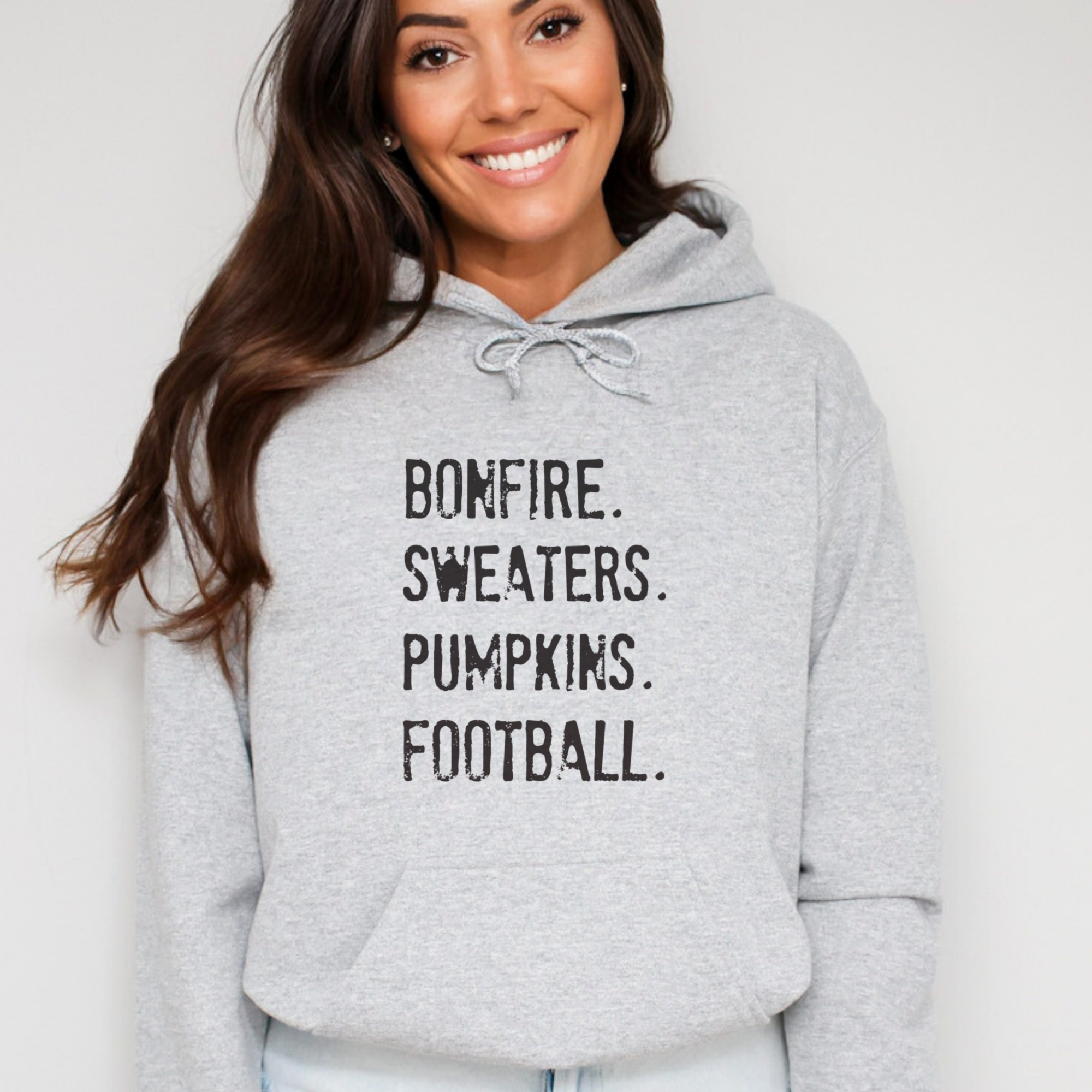 Bonfire. Sweaters. Pumpkins. Football Fall Graphic Hoodie