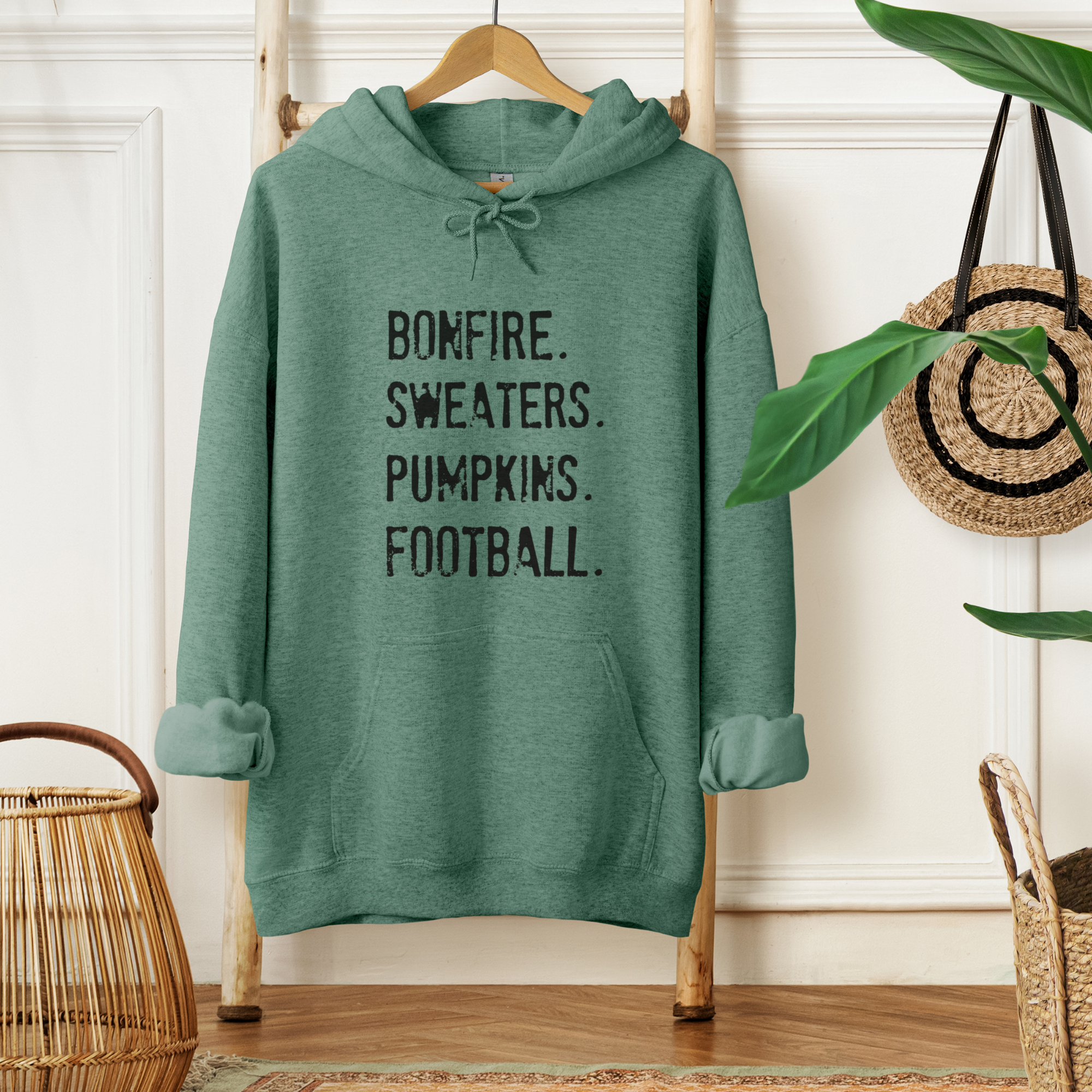 Bonfire. Sweaters. Pumpkins. Football Fall Graphic Hoodie