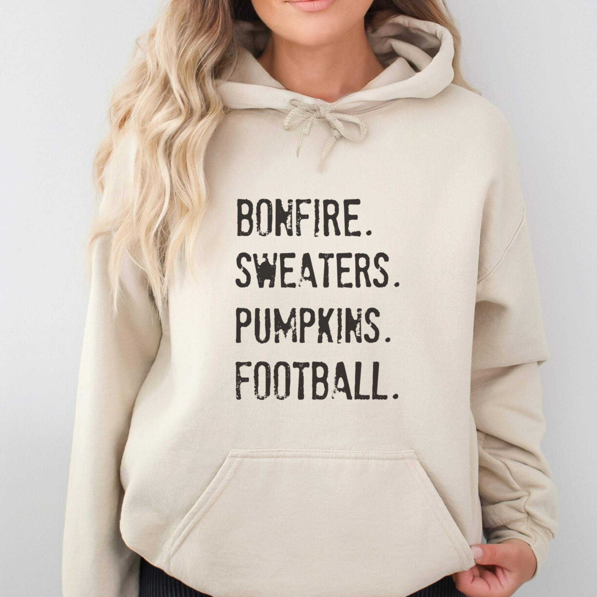 Bonfire. Sweaters. Pumpkins. Football Fall Graphic Hoodie