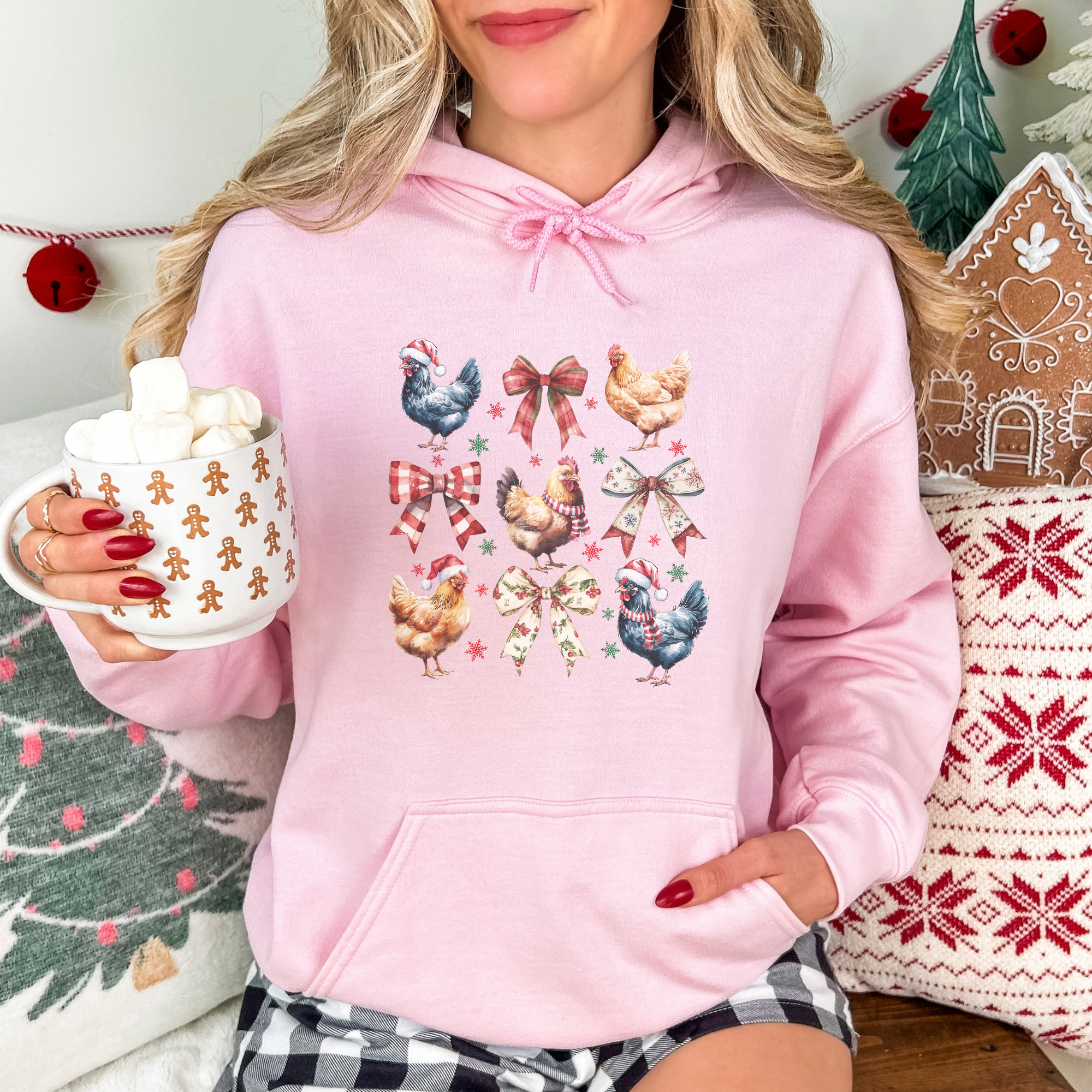 Chicken Coquette Christmas Women's Graphic Hoodie