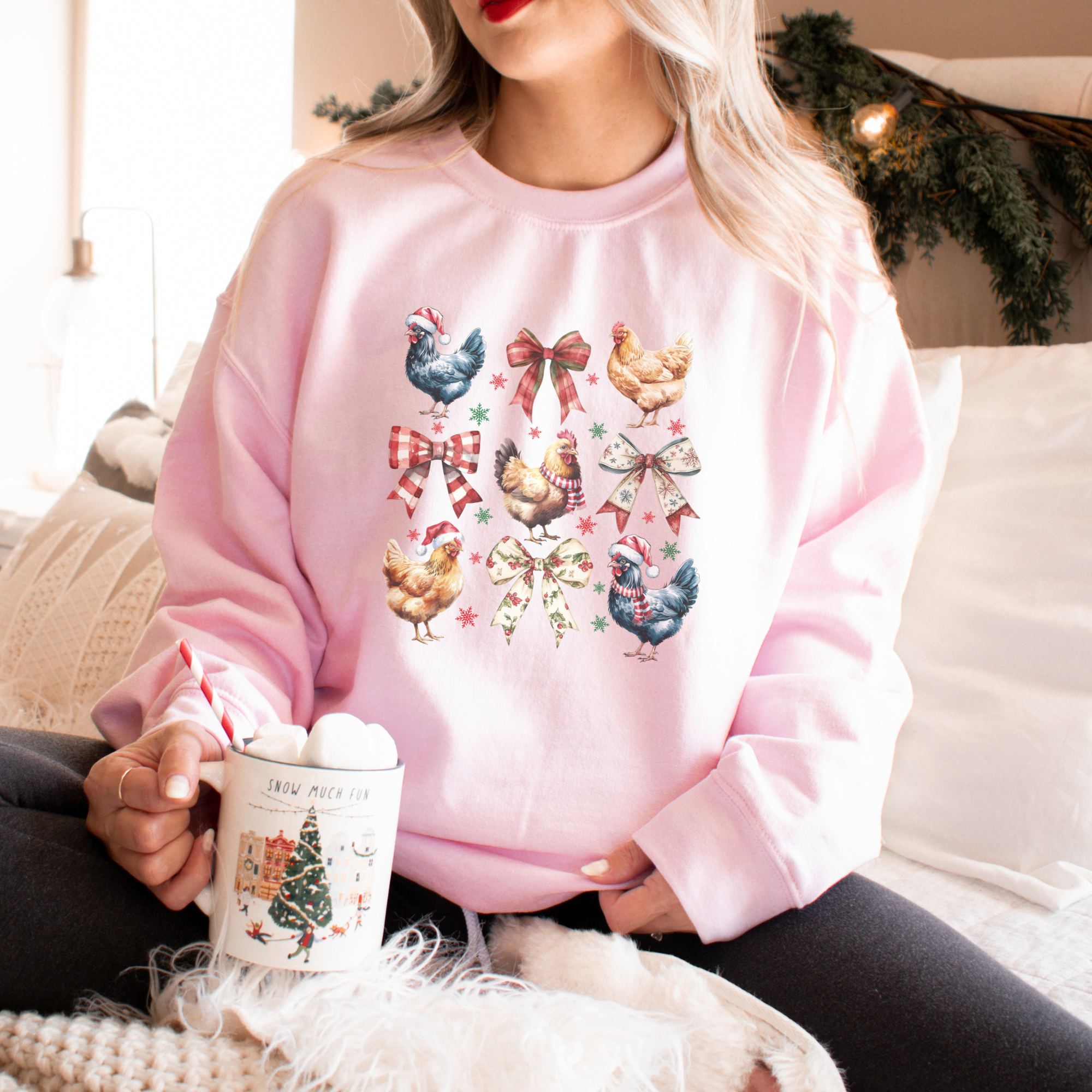 Chicken Coquette Christmas Women's Graphic Sweatshirt