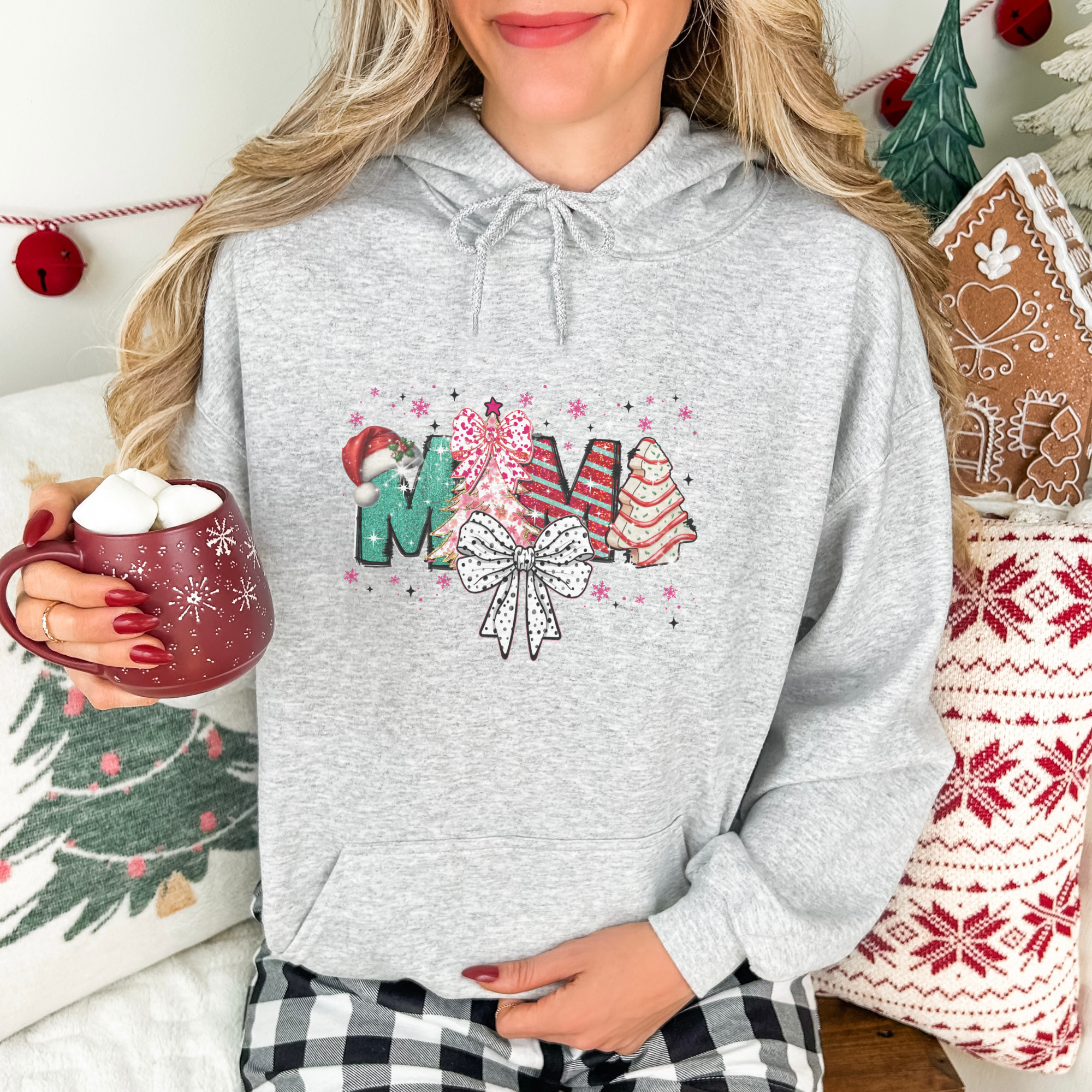 Christmas Mama Bow Women's Graphic Hoodie