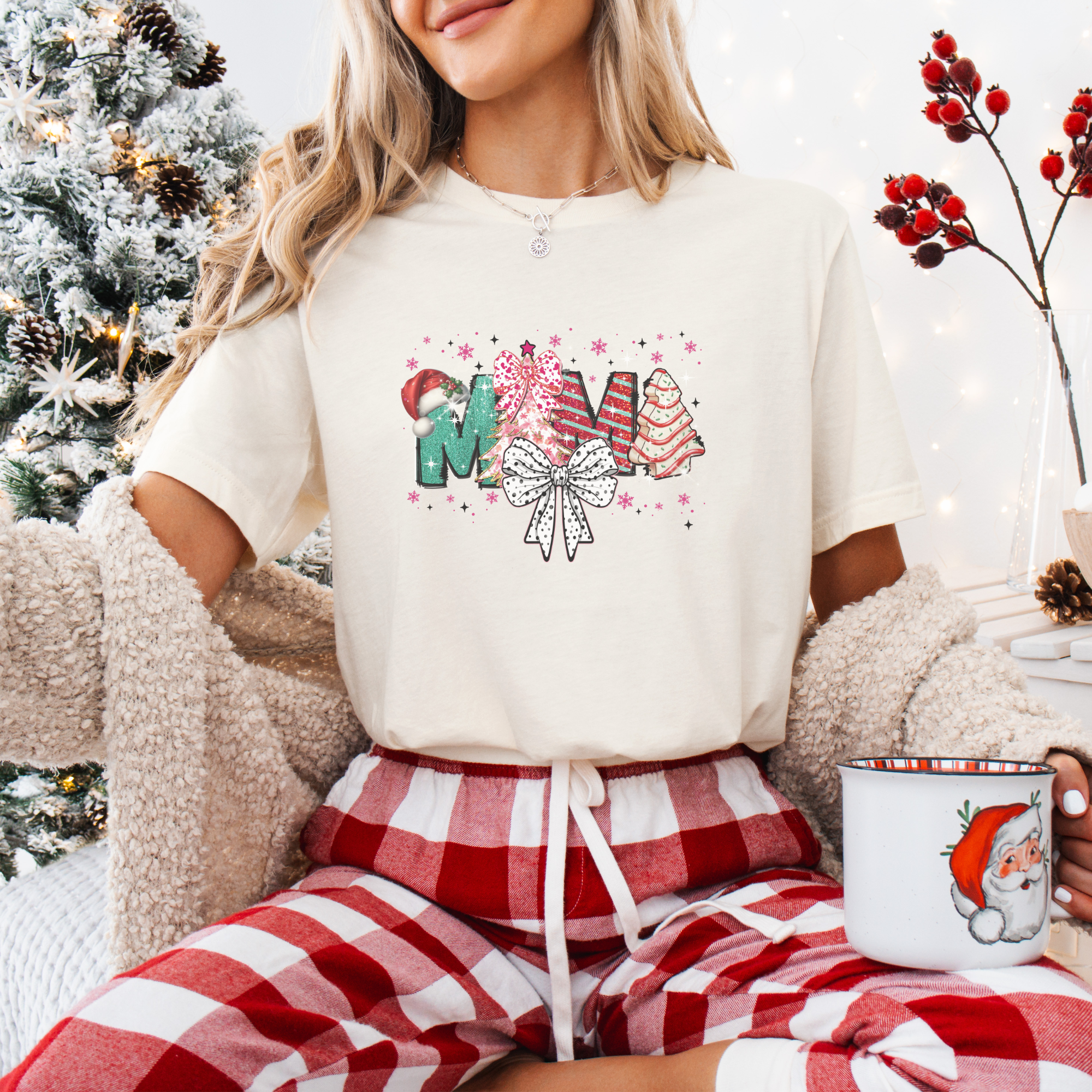 Christmas Mama Bow Women's Graphic T-Shirt