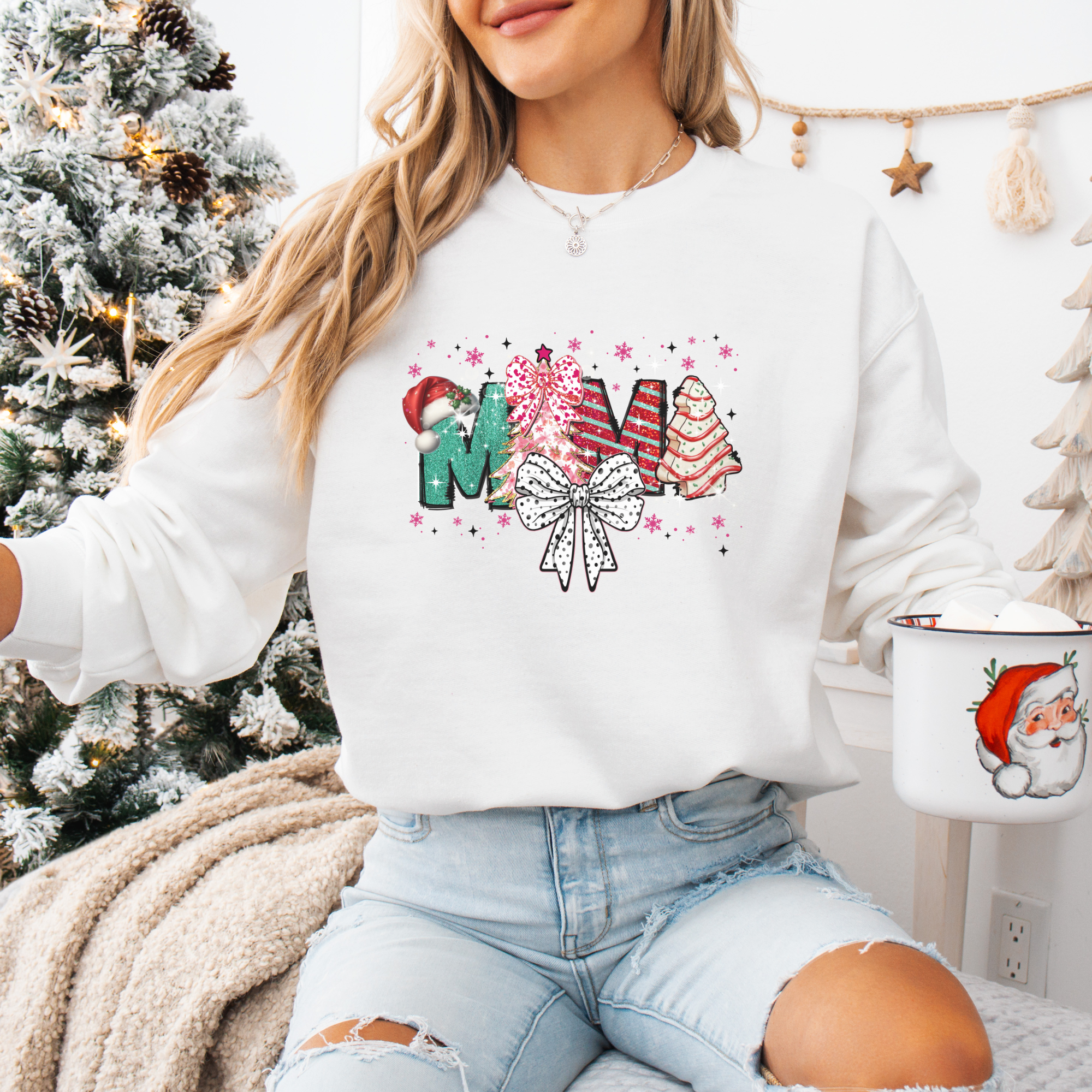 Christmas Mama Bow Women's Graphic Sweatshirt