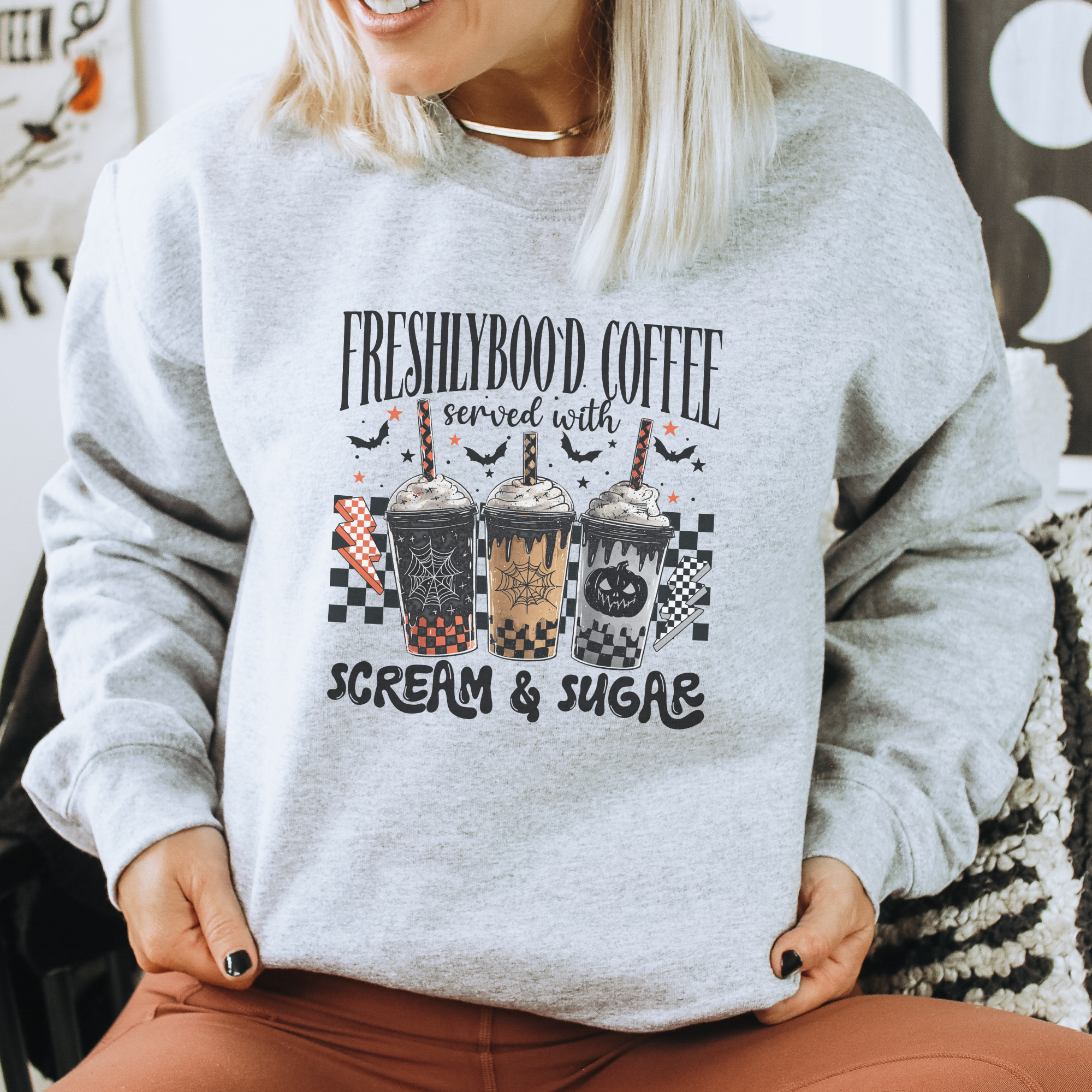 FreshlyBoo'd Coffee Halloween Women's Graphic Sweatshirt