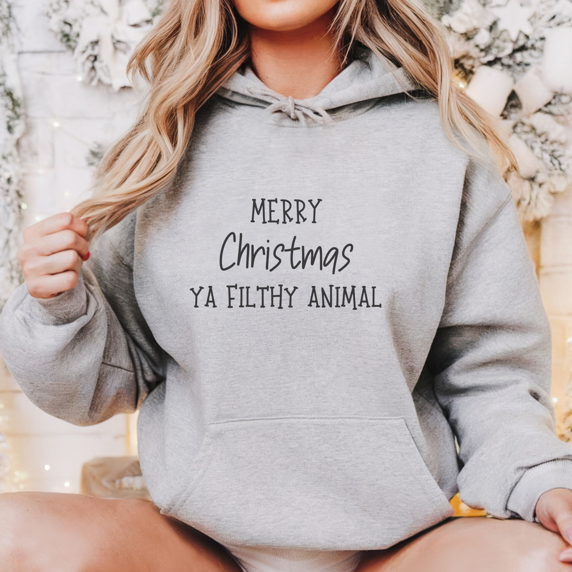 Funny Merry Christmas Ya Filthy Animal Women's Graphic Hoodie