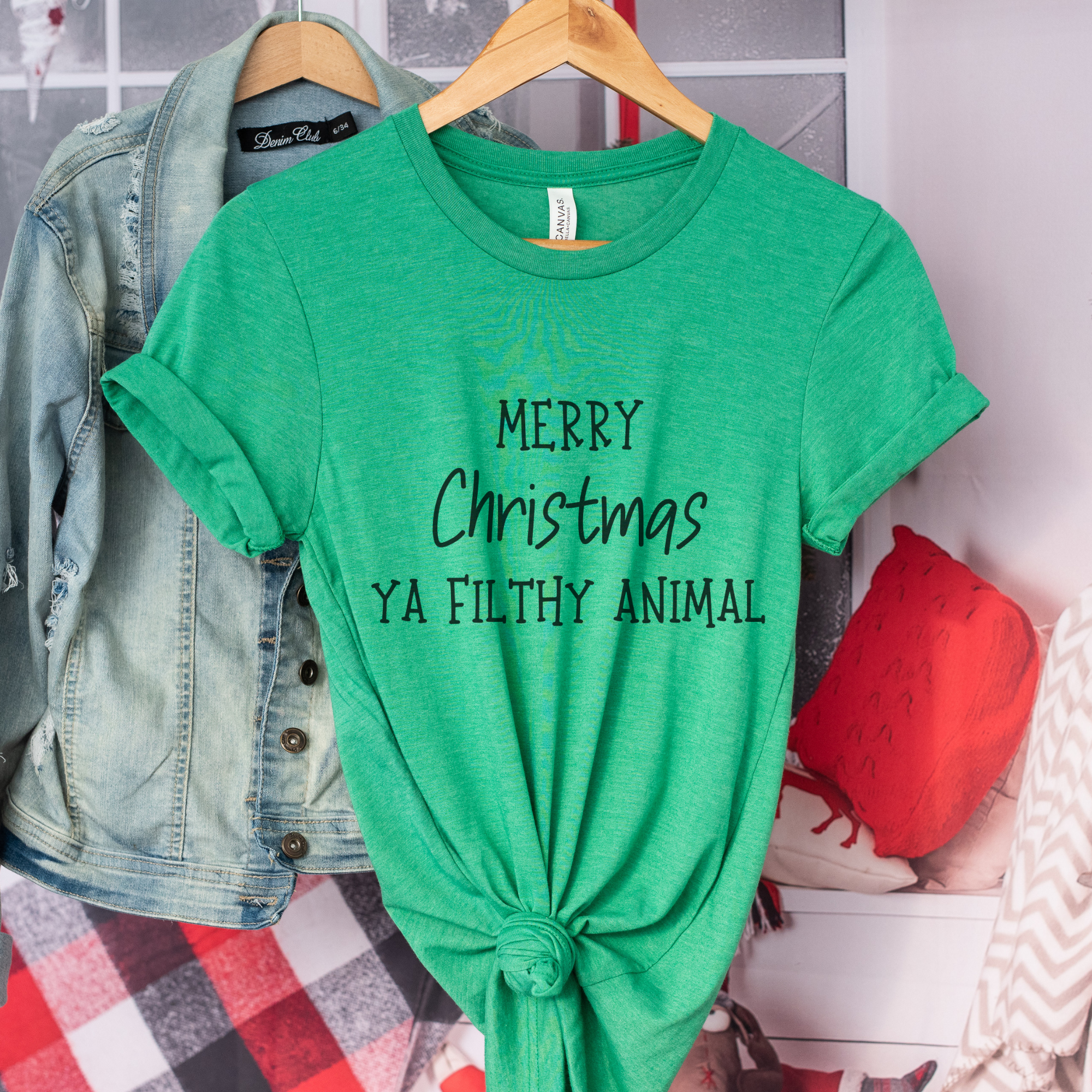 Funny Merry Christmas Ya Filthy Animal Graphic T-Shirt