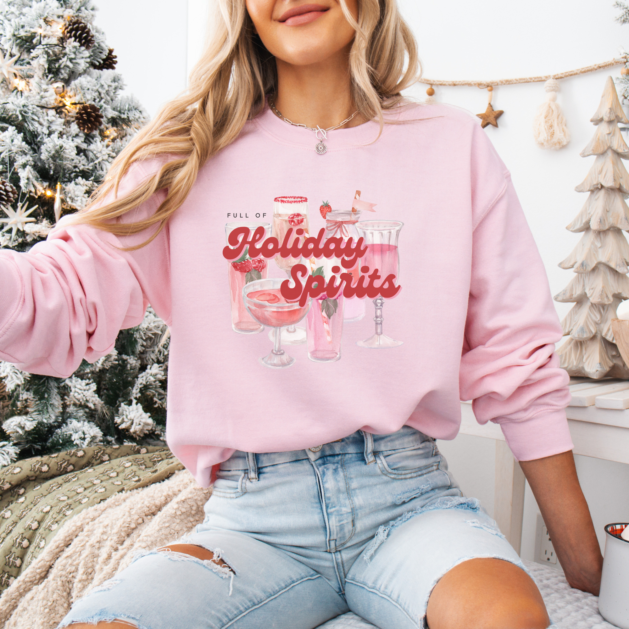 Holiday Spirits Funny Christmas Women's Graphic Sweatshirt