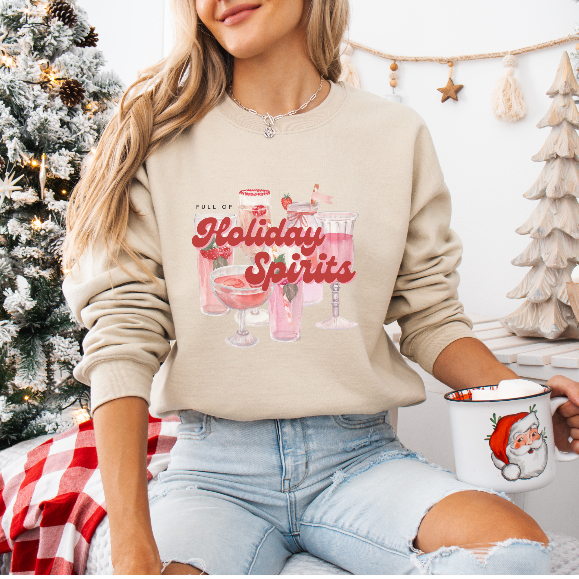 Holiday Spirits Funny Christmas Women's Graphic Sweatshirt