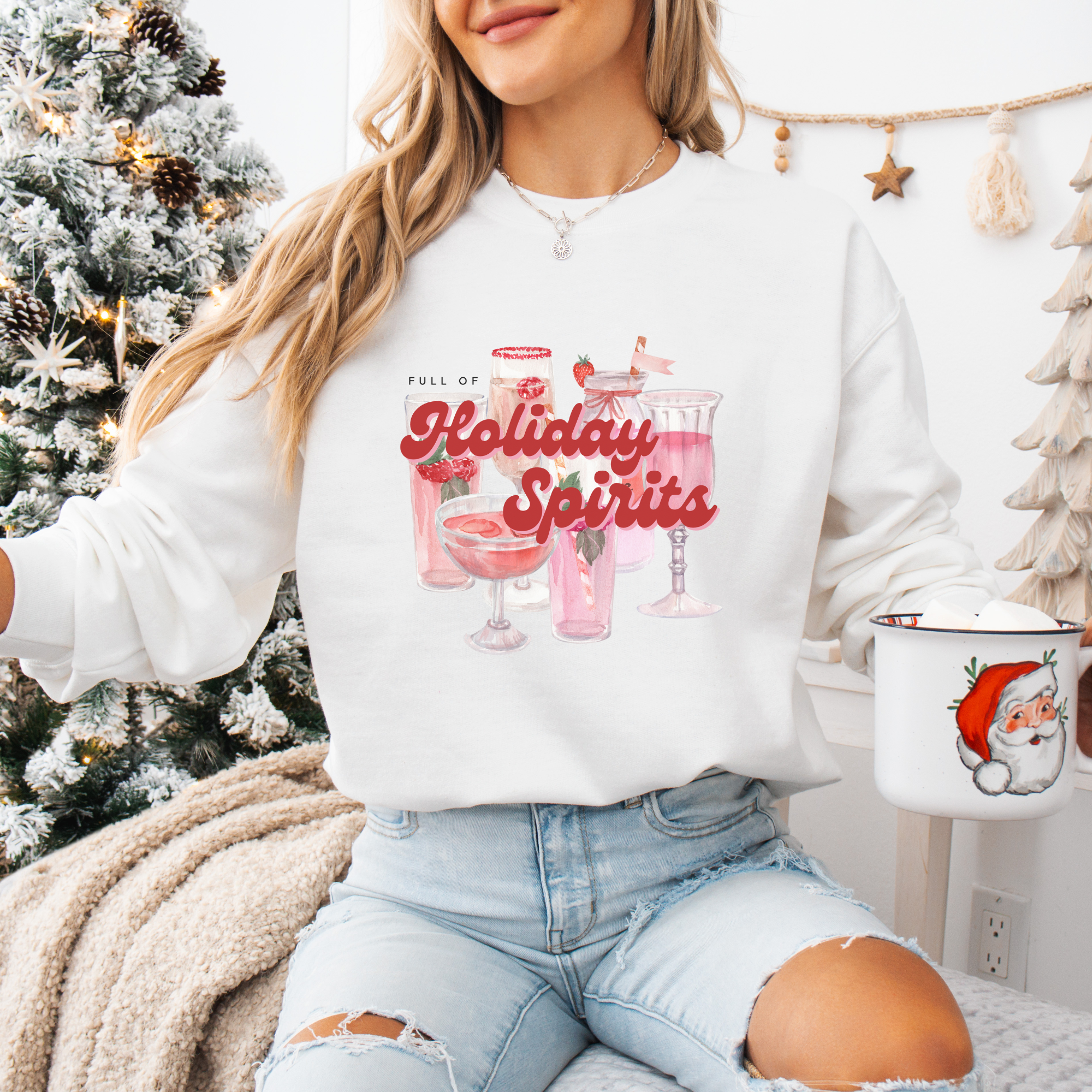 Holiday Spirits Funny Christmas Women's Graphic Sweatshirt