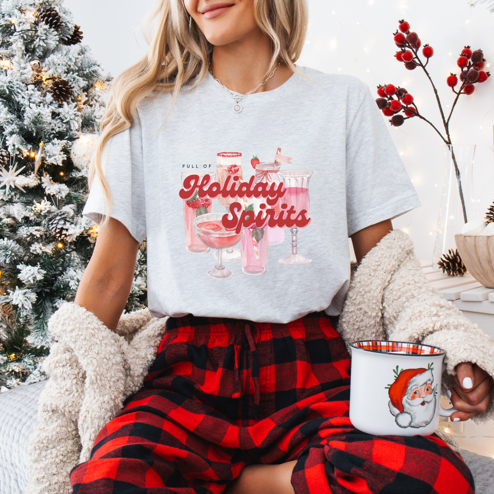 Holiday Spirits Christmas Graphic T-Shirt
