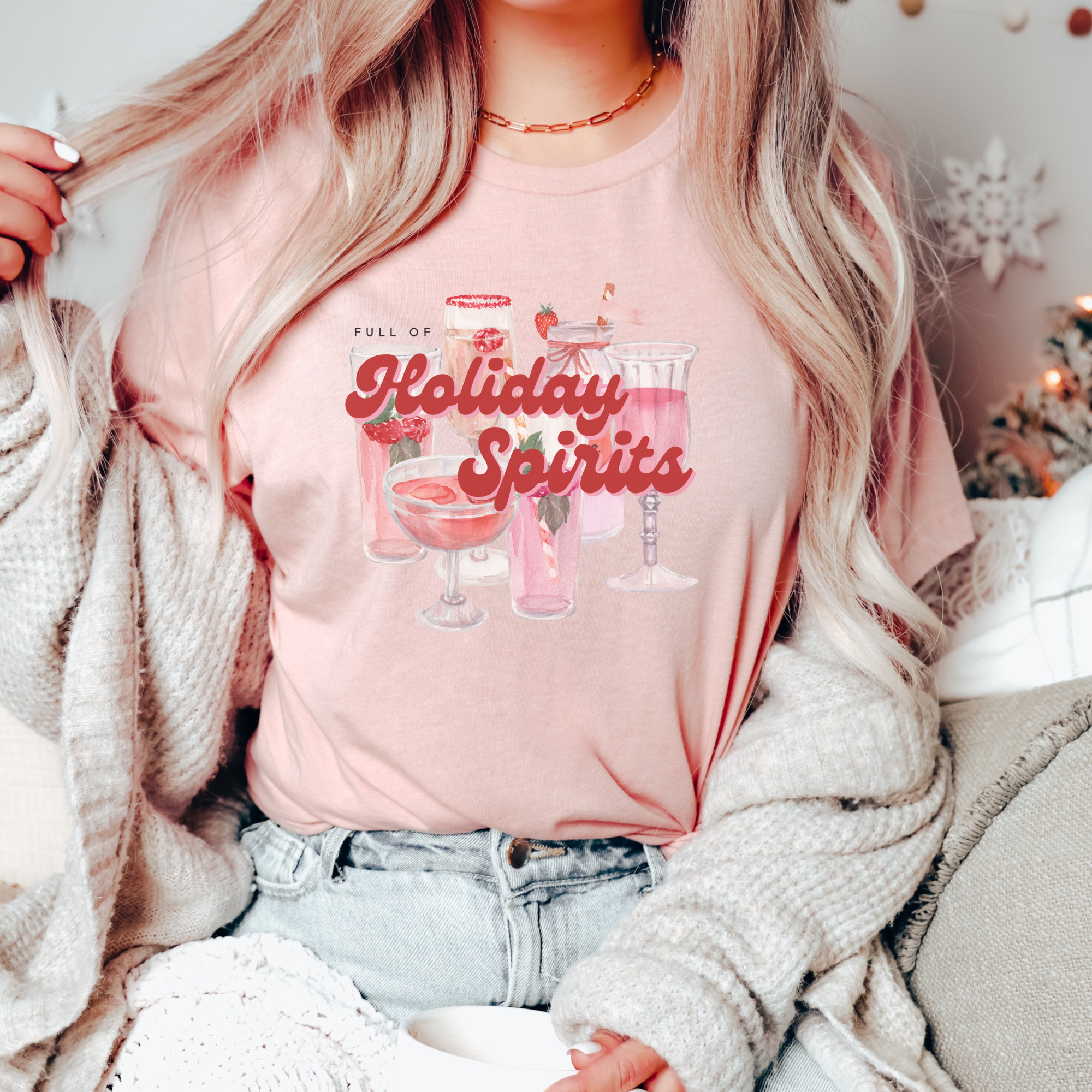 Holiday Spirits Christmas Graphic T-Shirt