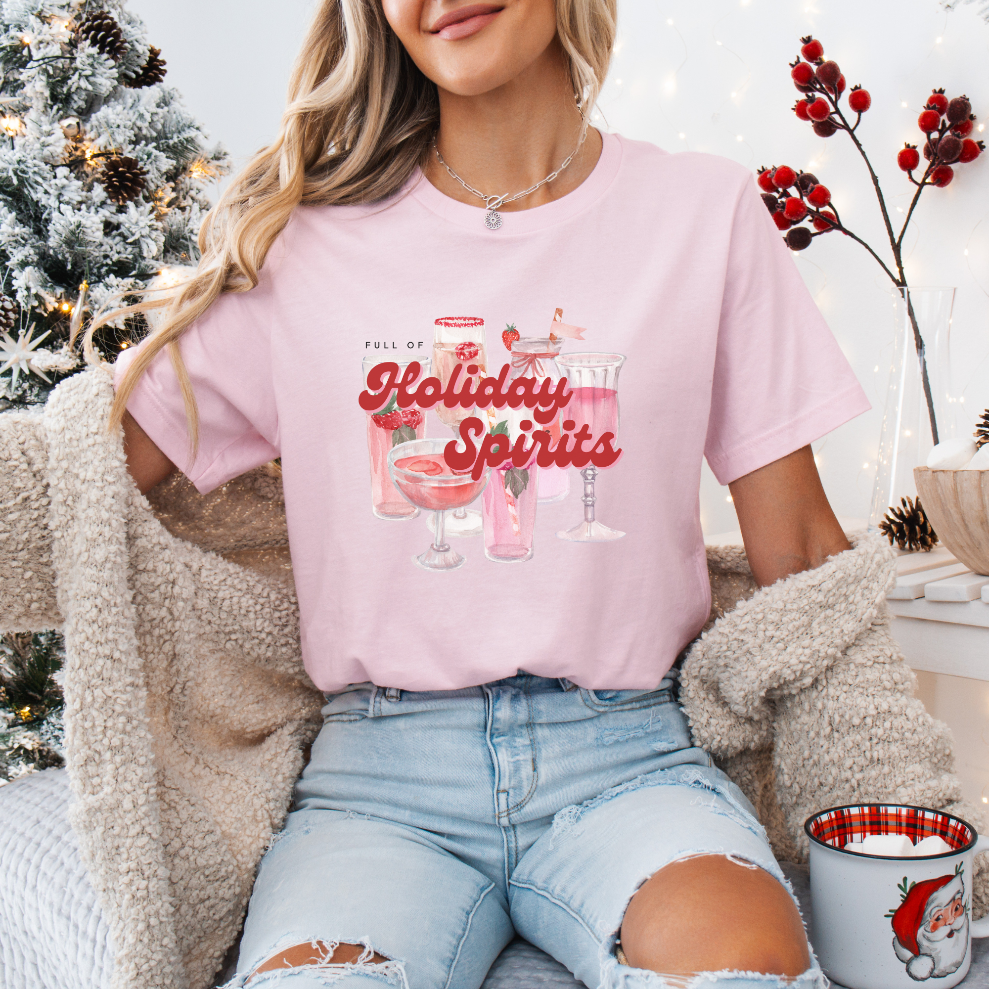 Holiday Spirits Christmas Graphic T-Shirt
