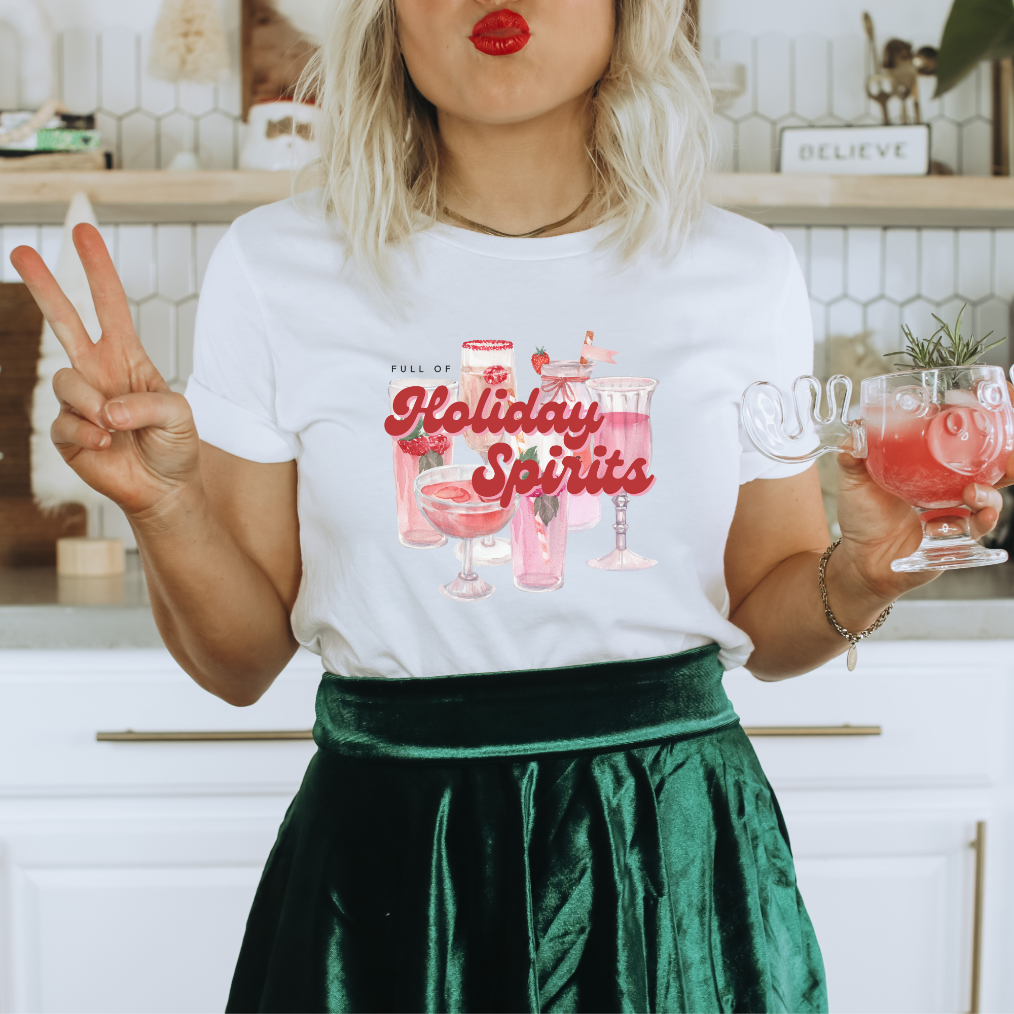 Holiday Spirits Christmas Graphic T-Shirt