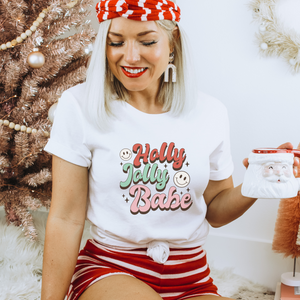 Retro Holly Jolly Babe Christmas T-Shirt