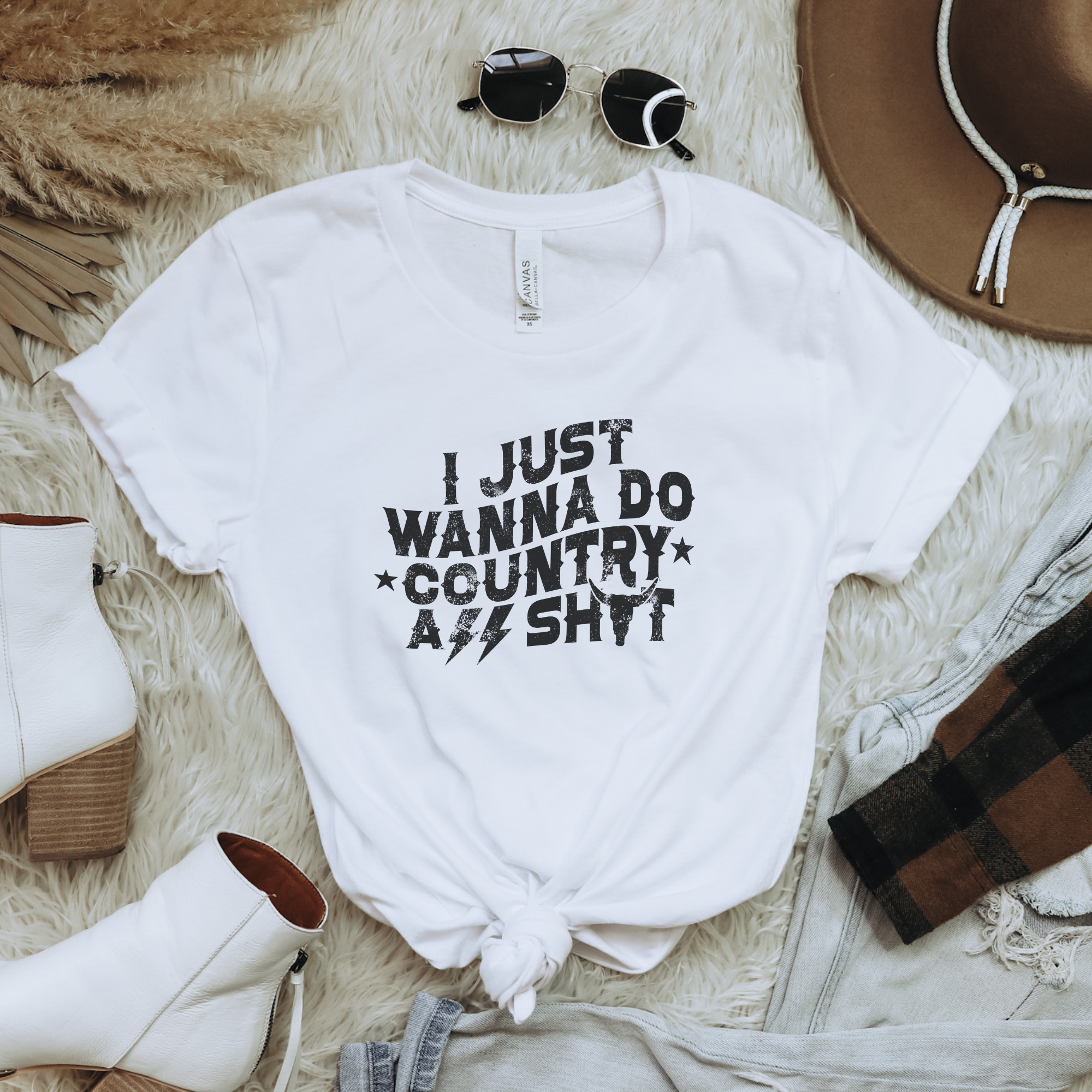 I Just Wanna Do Country A.S. Western Graphic Tee