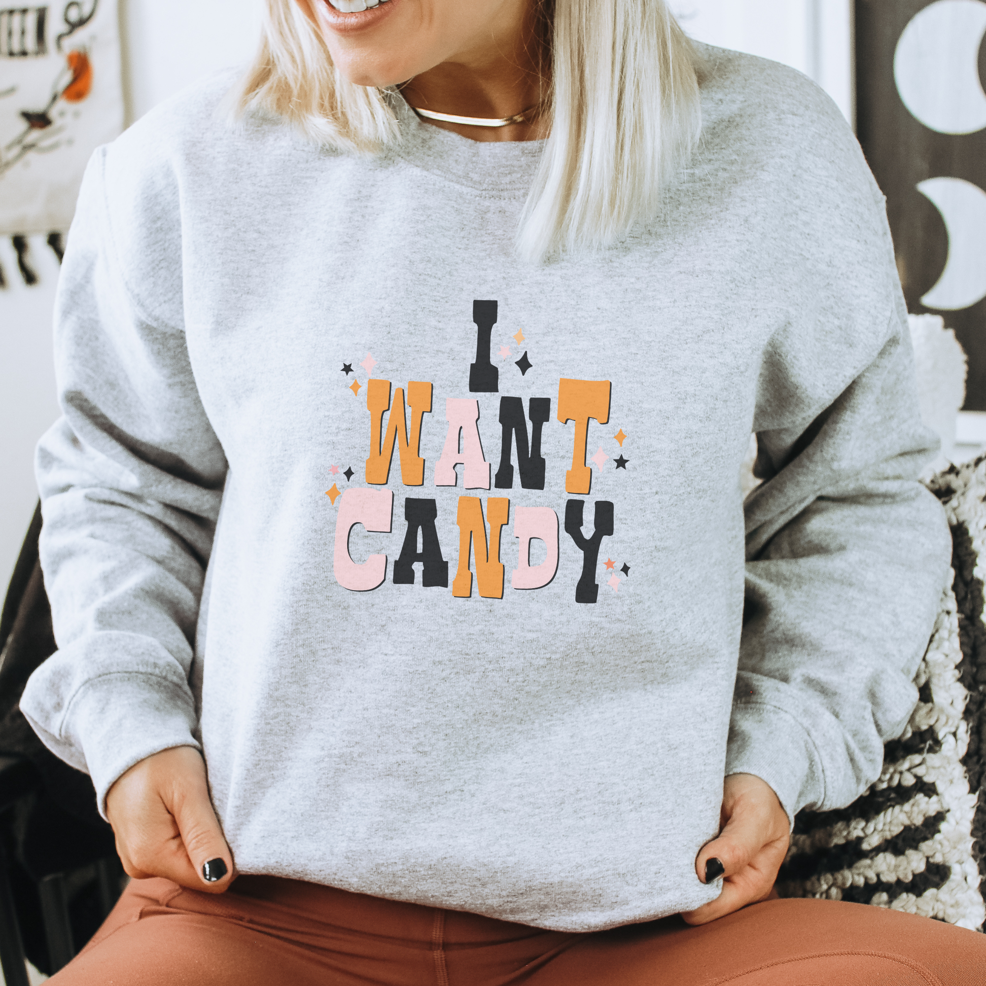 I want Candy Women's Halloween Crewneck Sweatshirt