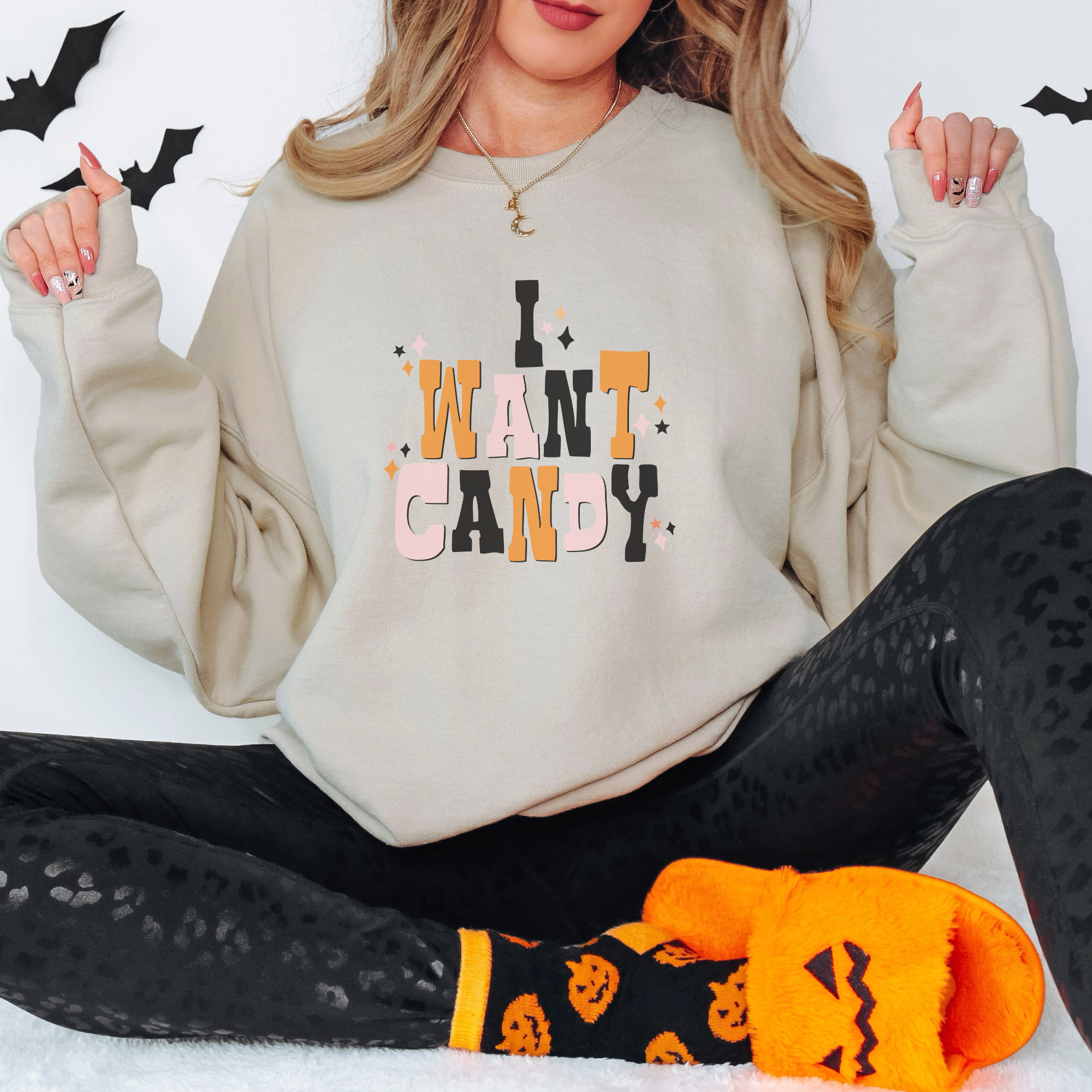 I want Candy Women's Halloween Crewneck Sweatshirt
