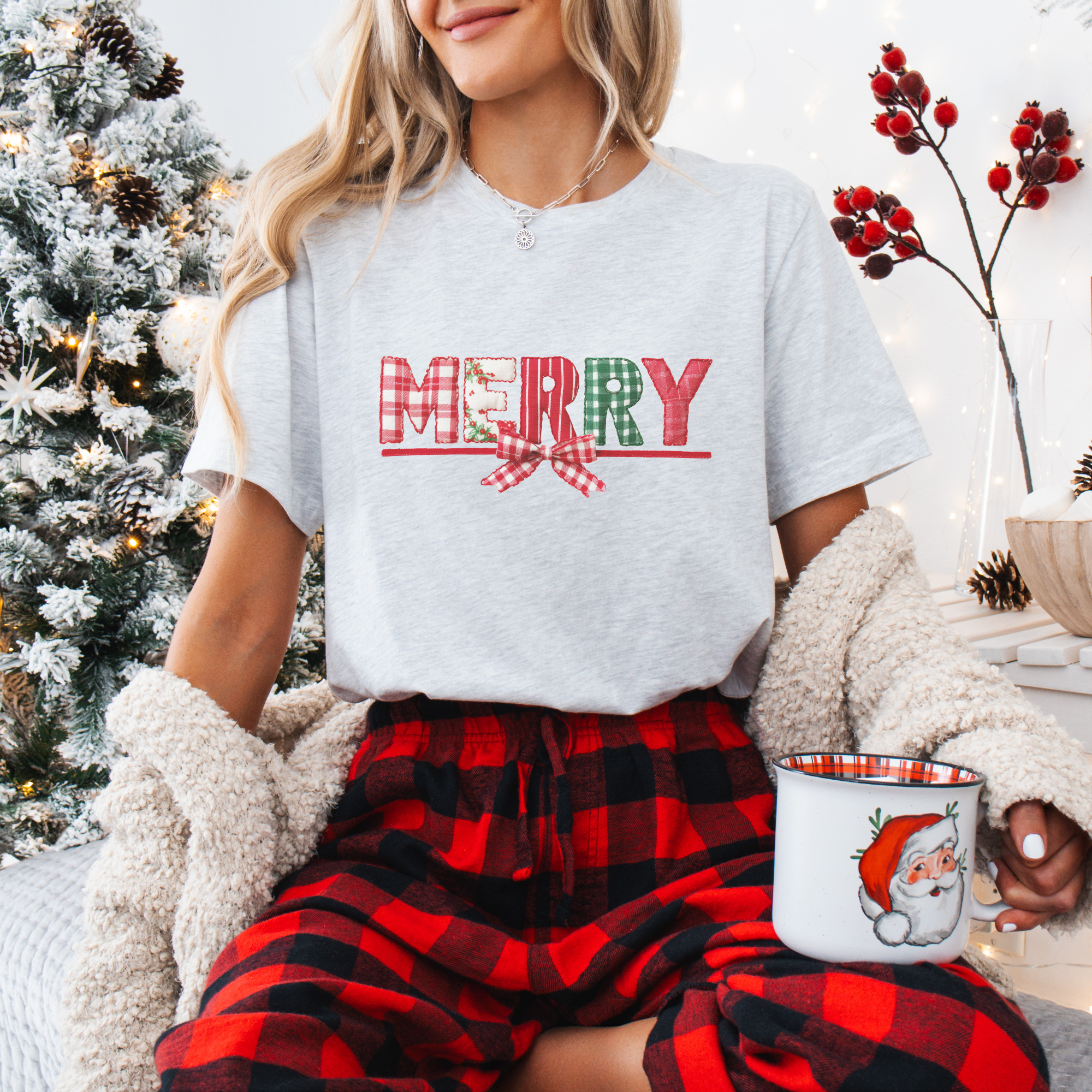 Merry Patchwork Christmas Women's Graphic T-Shirt