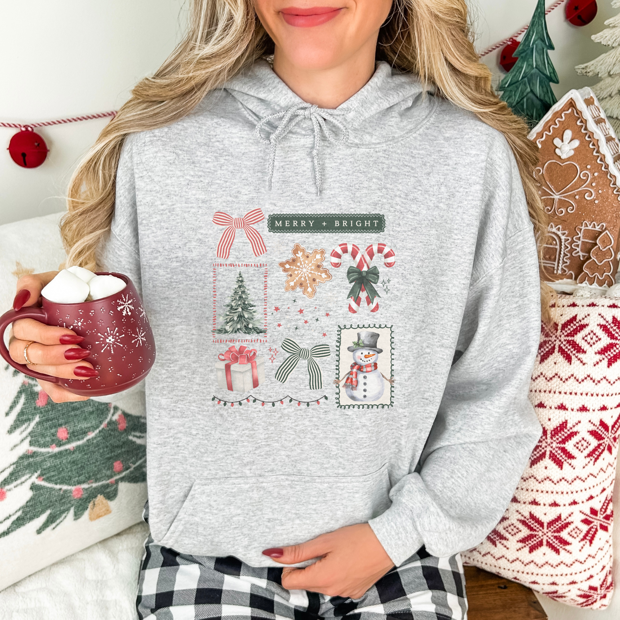 Merry & Bright Things Christmas Women's Graphic Hoodie