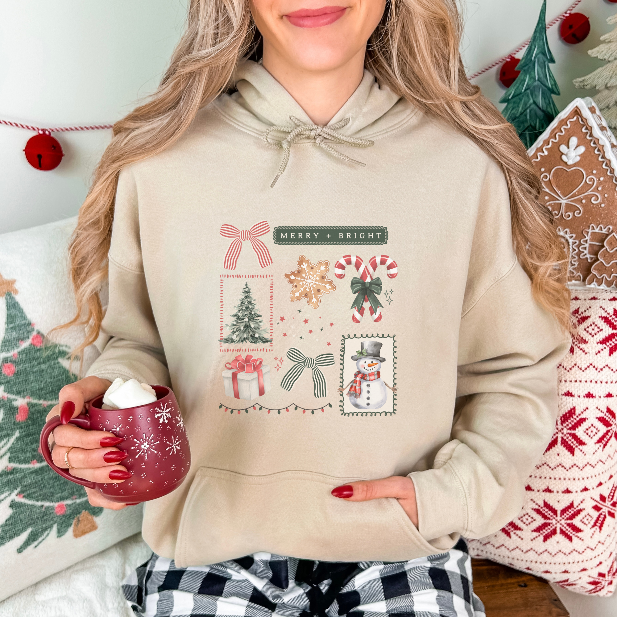 Merry & Bright Things Christmas Women's Graphic Hoodie