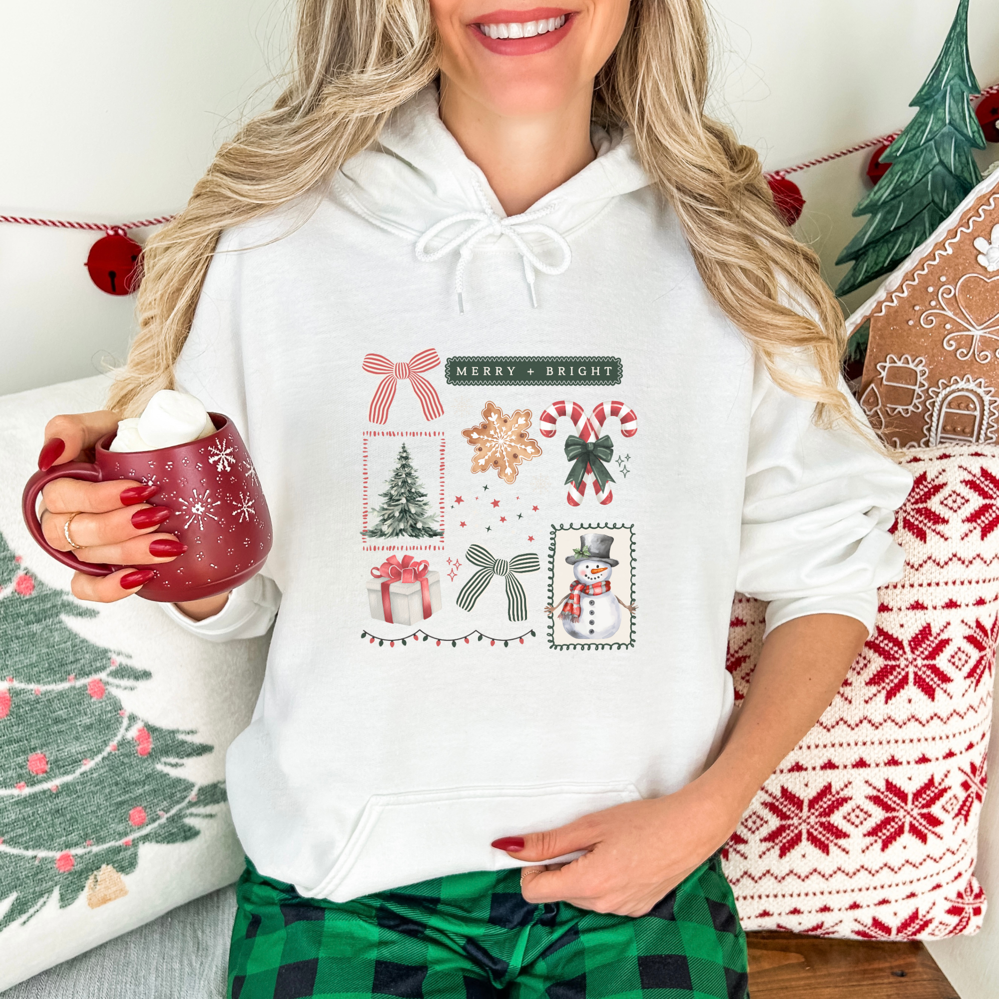 Merry & Bright Things Christmas Women's Graphic Hoodie