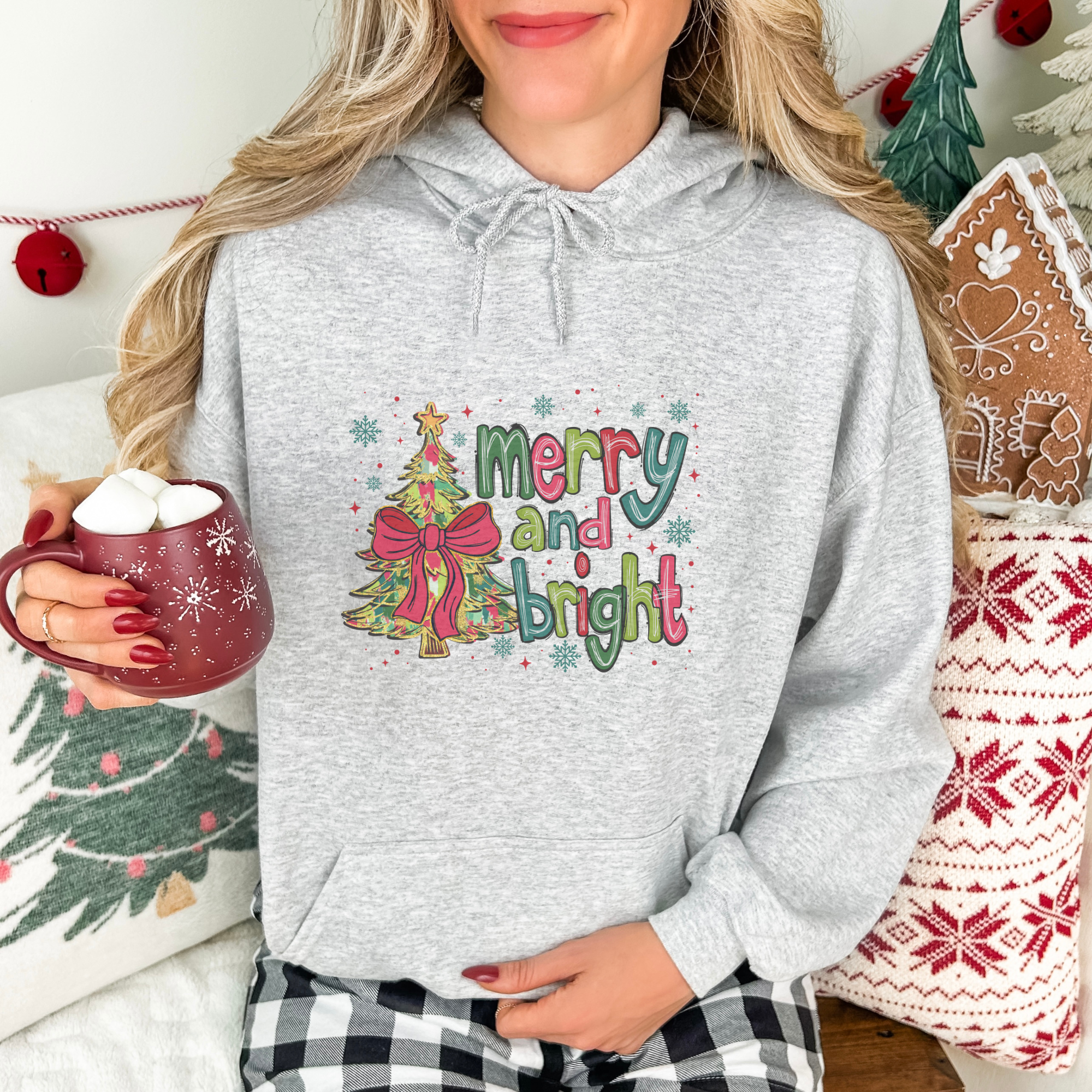 Merry & Bright Coquette Christmas Women's Graphic Hoodie