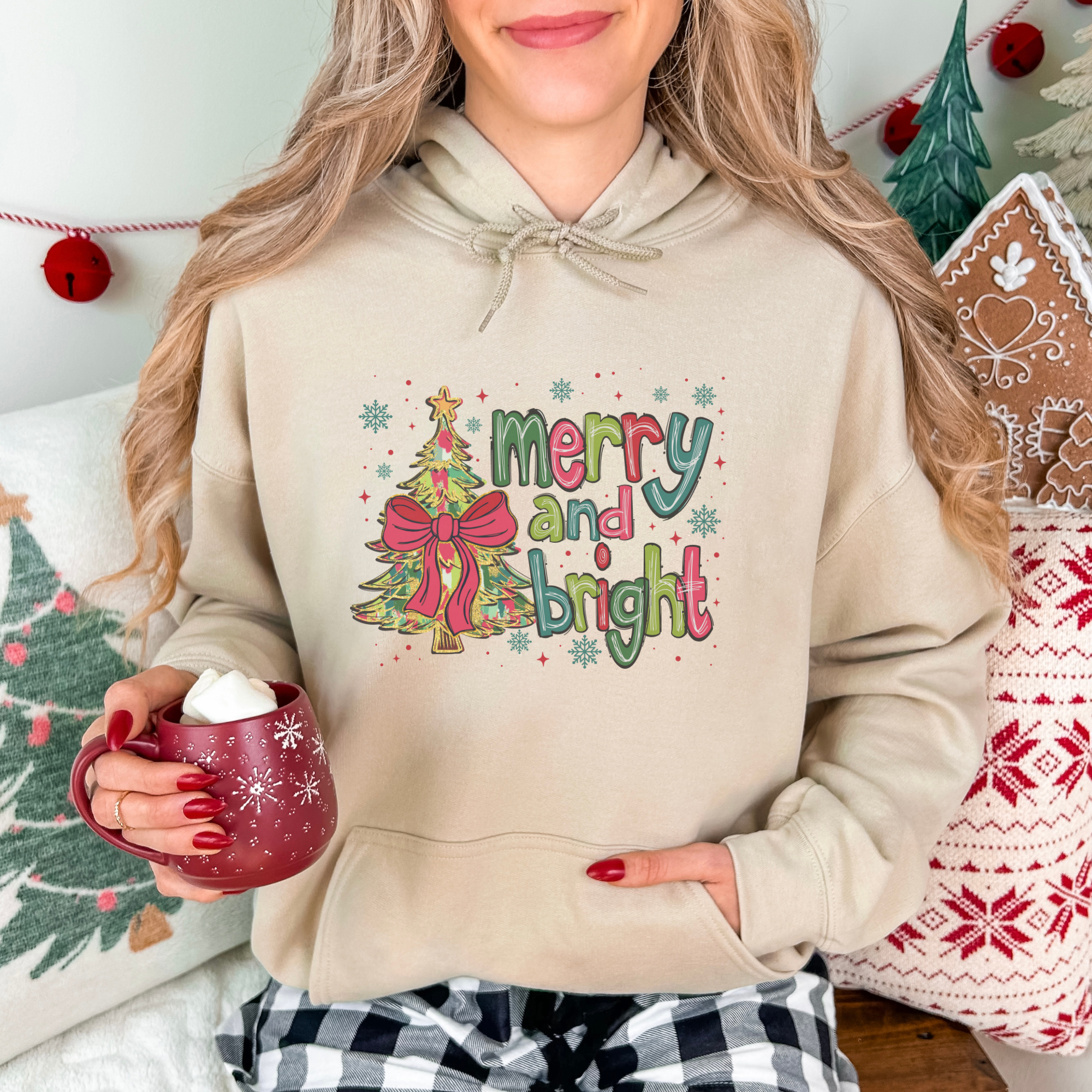 Merry & Bright Coquette Christmas Women's Graphic Hoodie