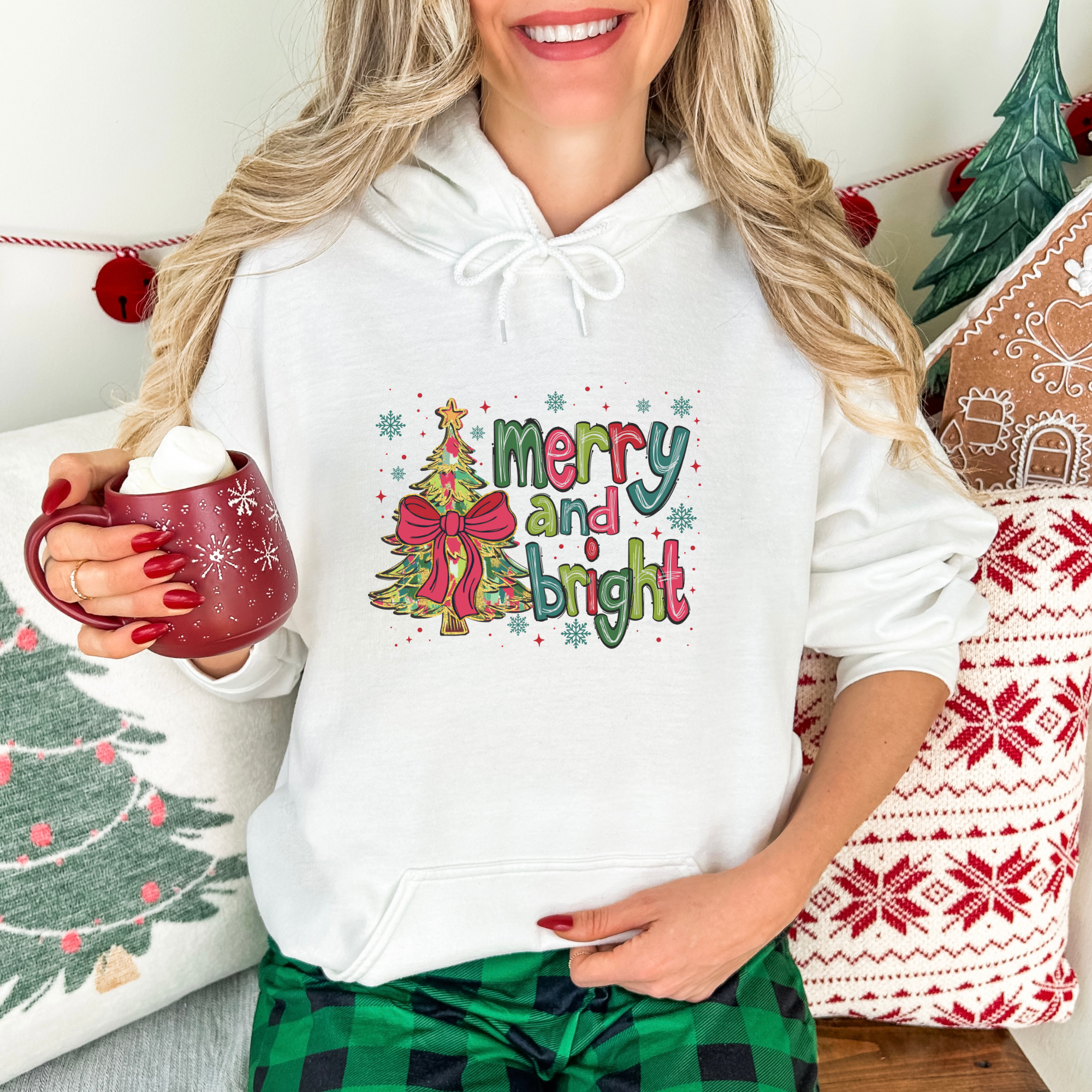 Merry & Bright Coquette Christmas Women's Graphic Hoodie