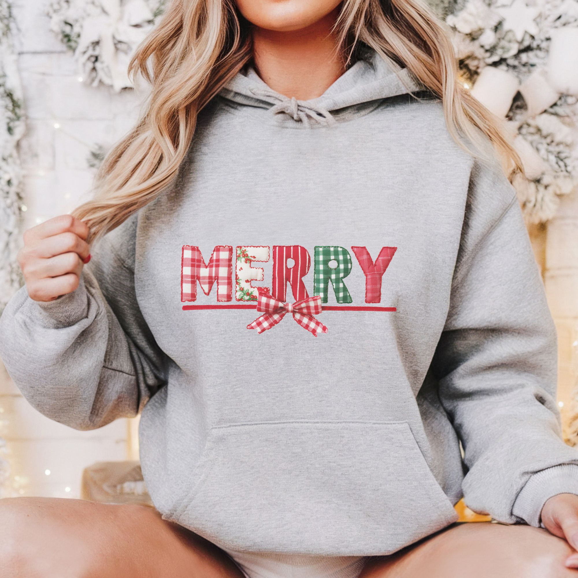 Merry Patchwork Christmas Women's Graphic Hoodie