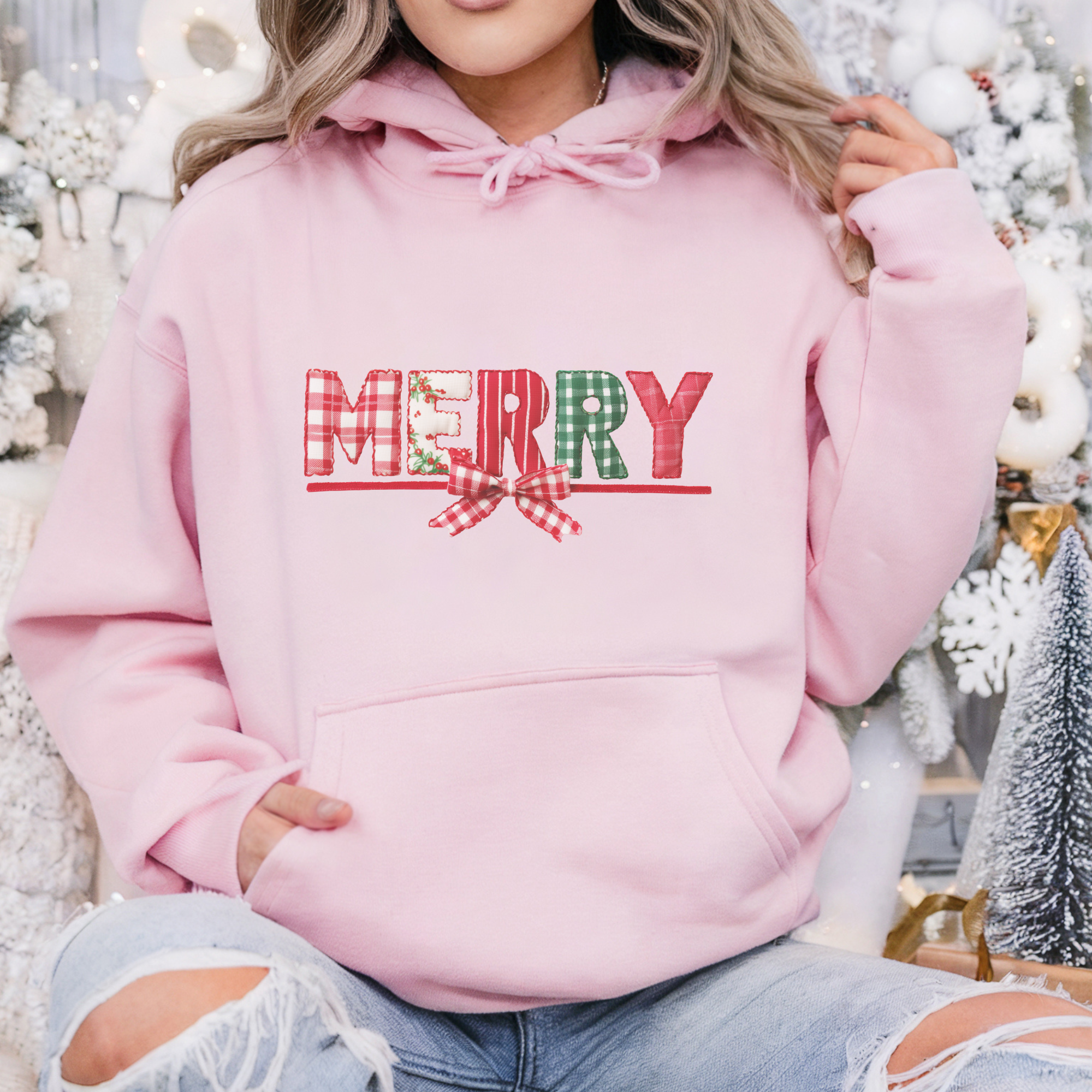Merry Patchwork Christmas Women's Graphic Hoodie