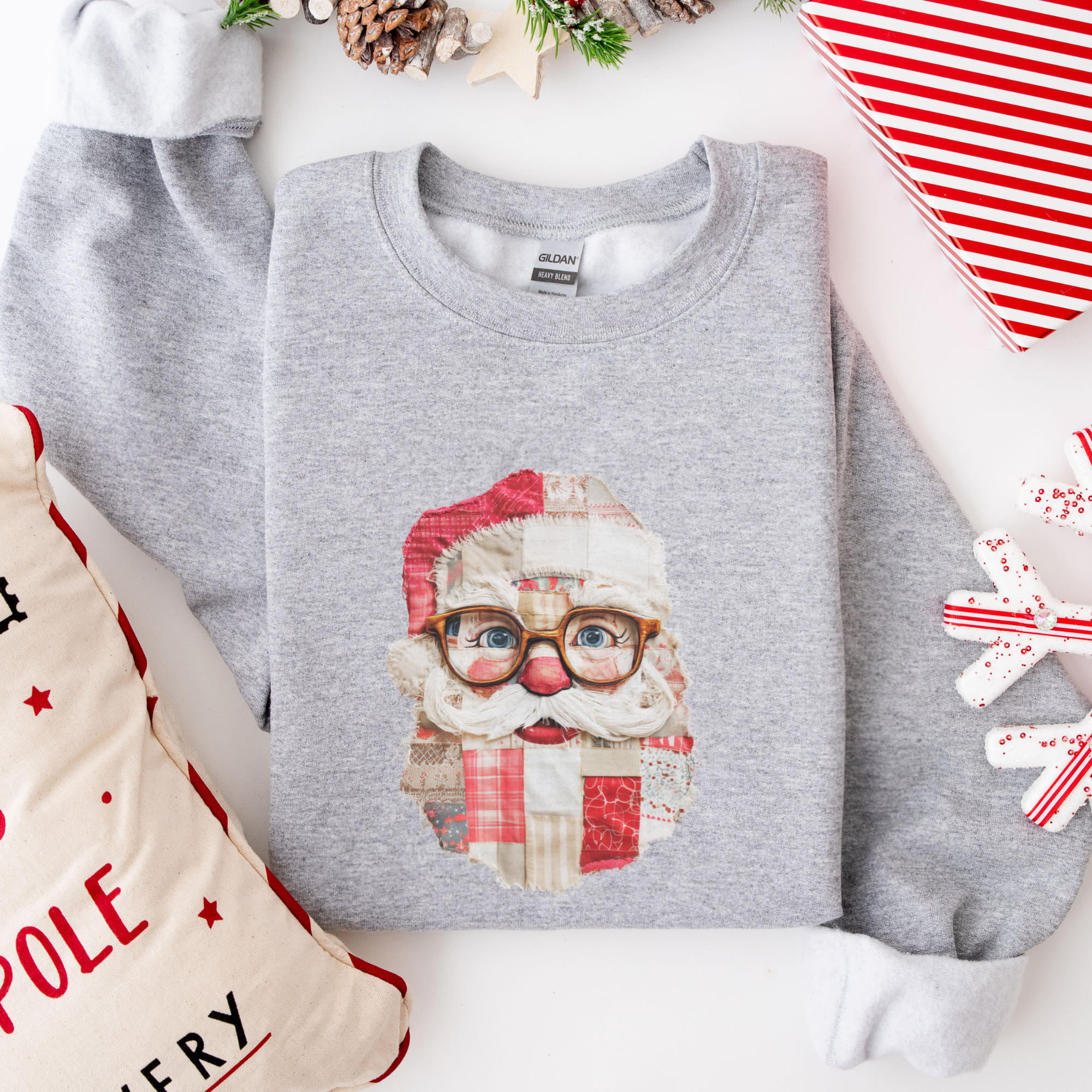 Santa Patchwork Christmas Women's Graphic Sweatshirt