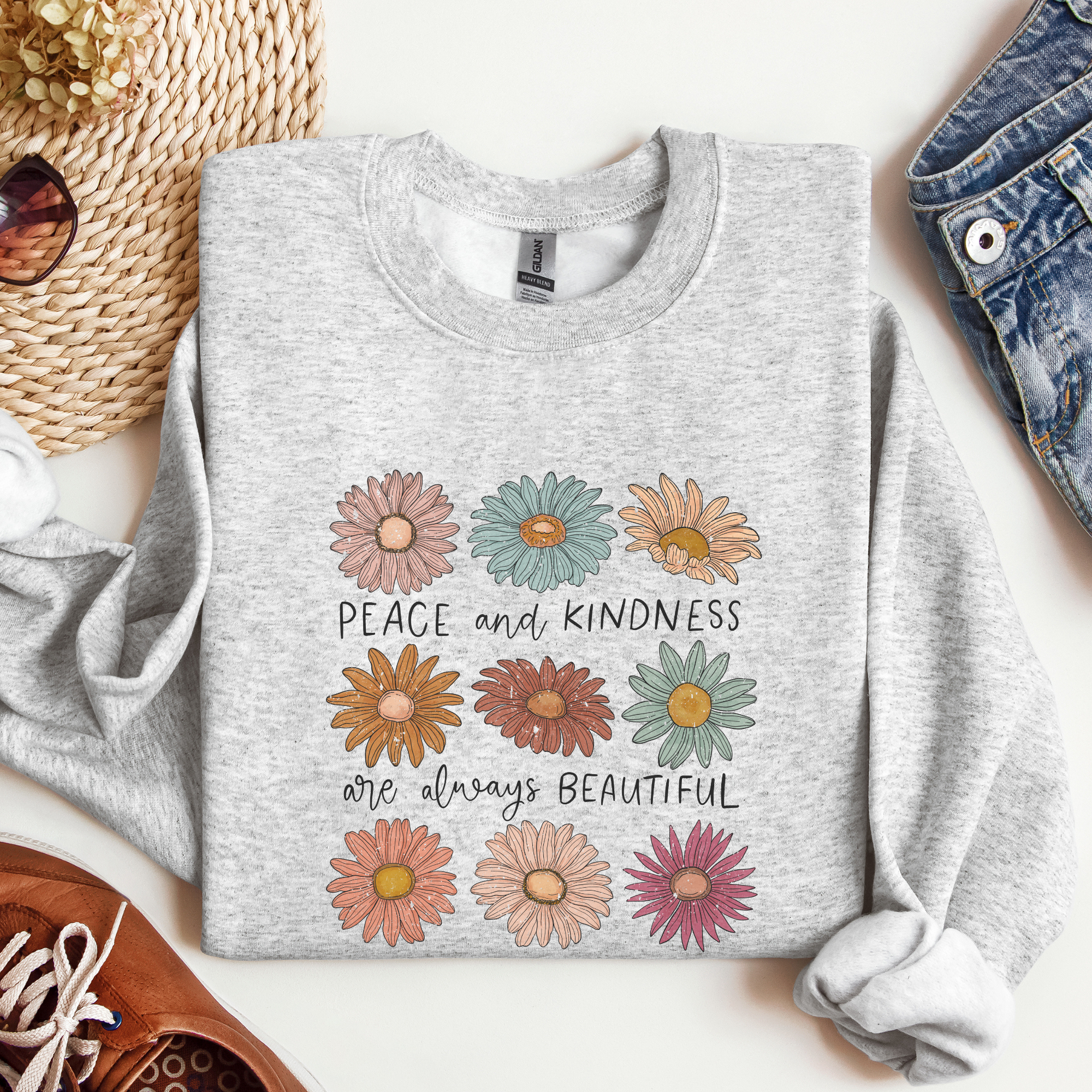 Peace and Kindness are Always Beautiful Floral Sweatshirt