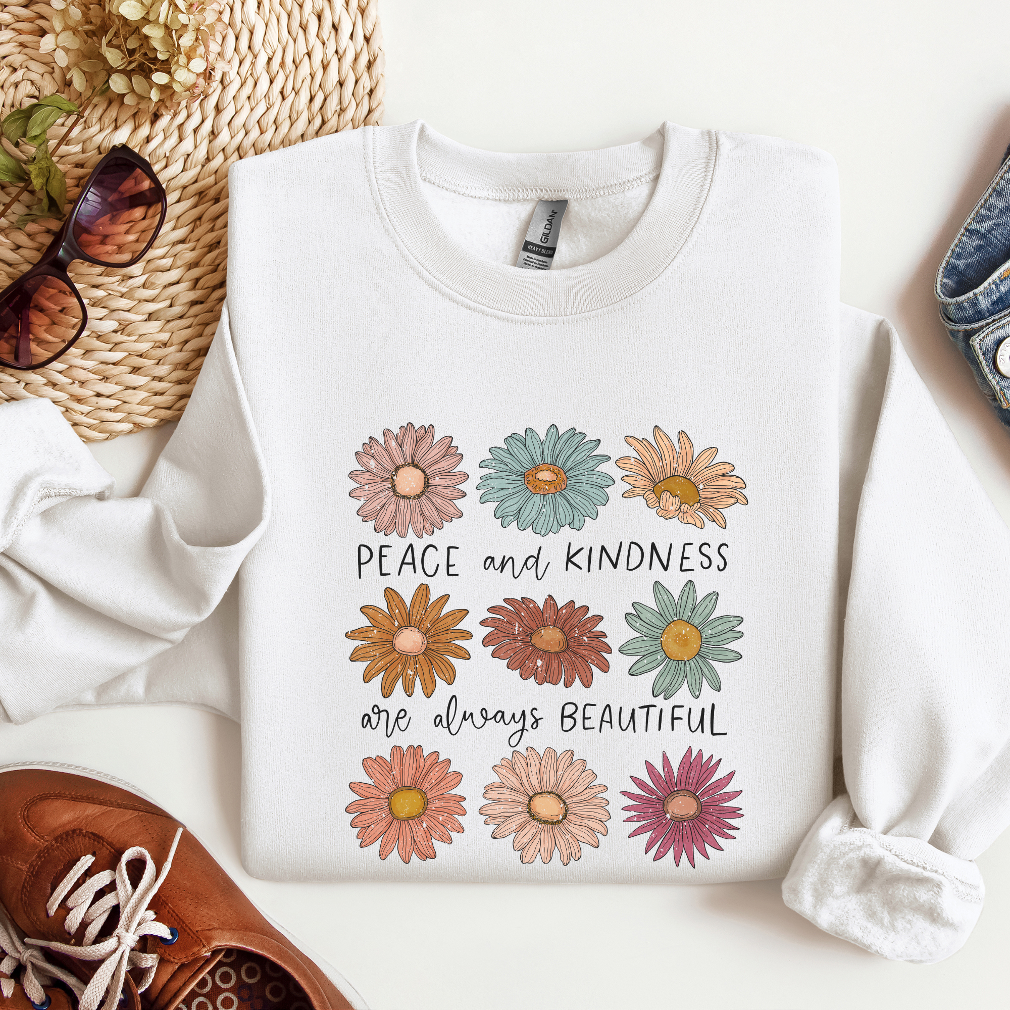 Peace and Kindness are Always Beautiful Floral Sweatshirt